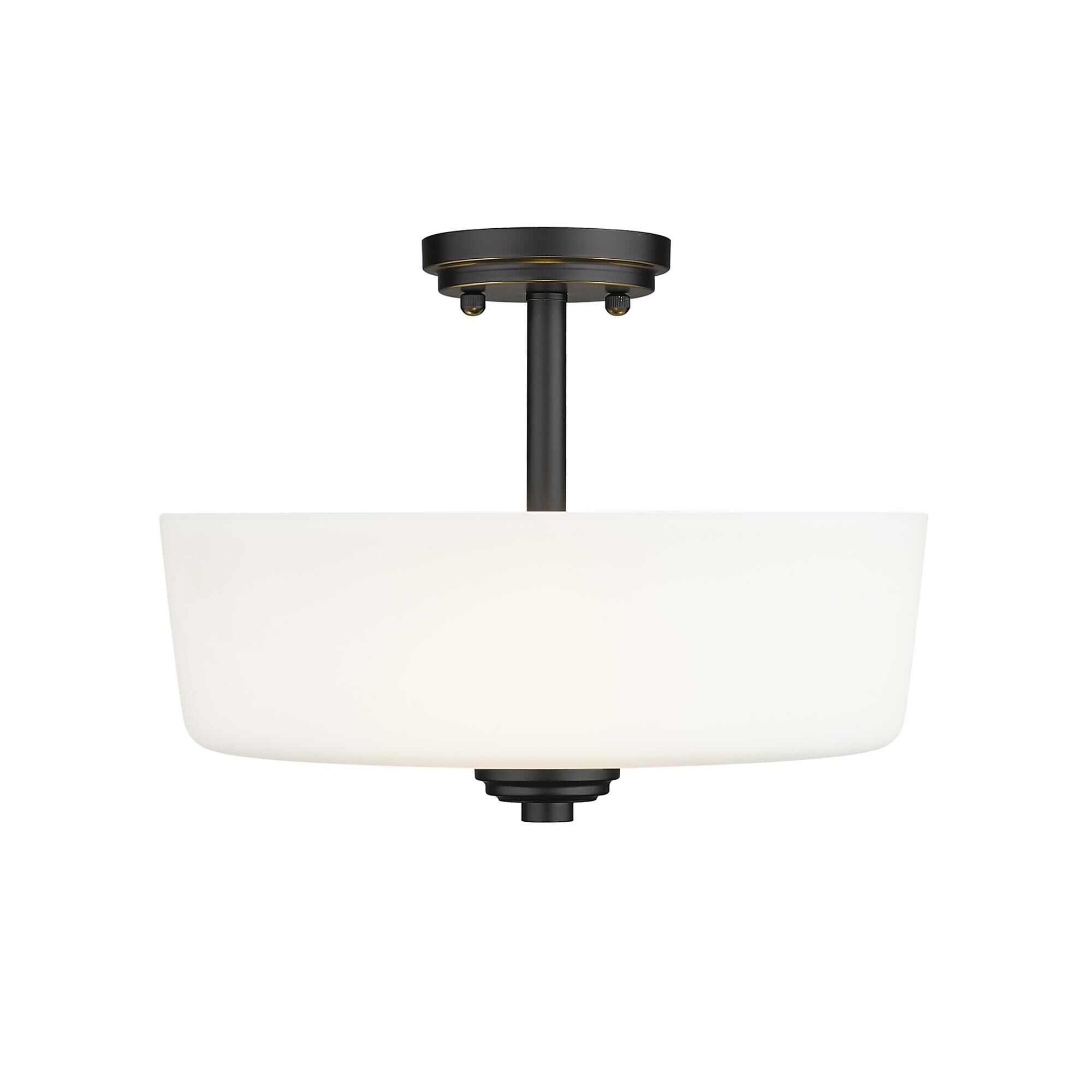 Shown in Matte Black finish and Glass shade