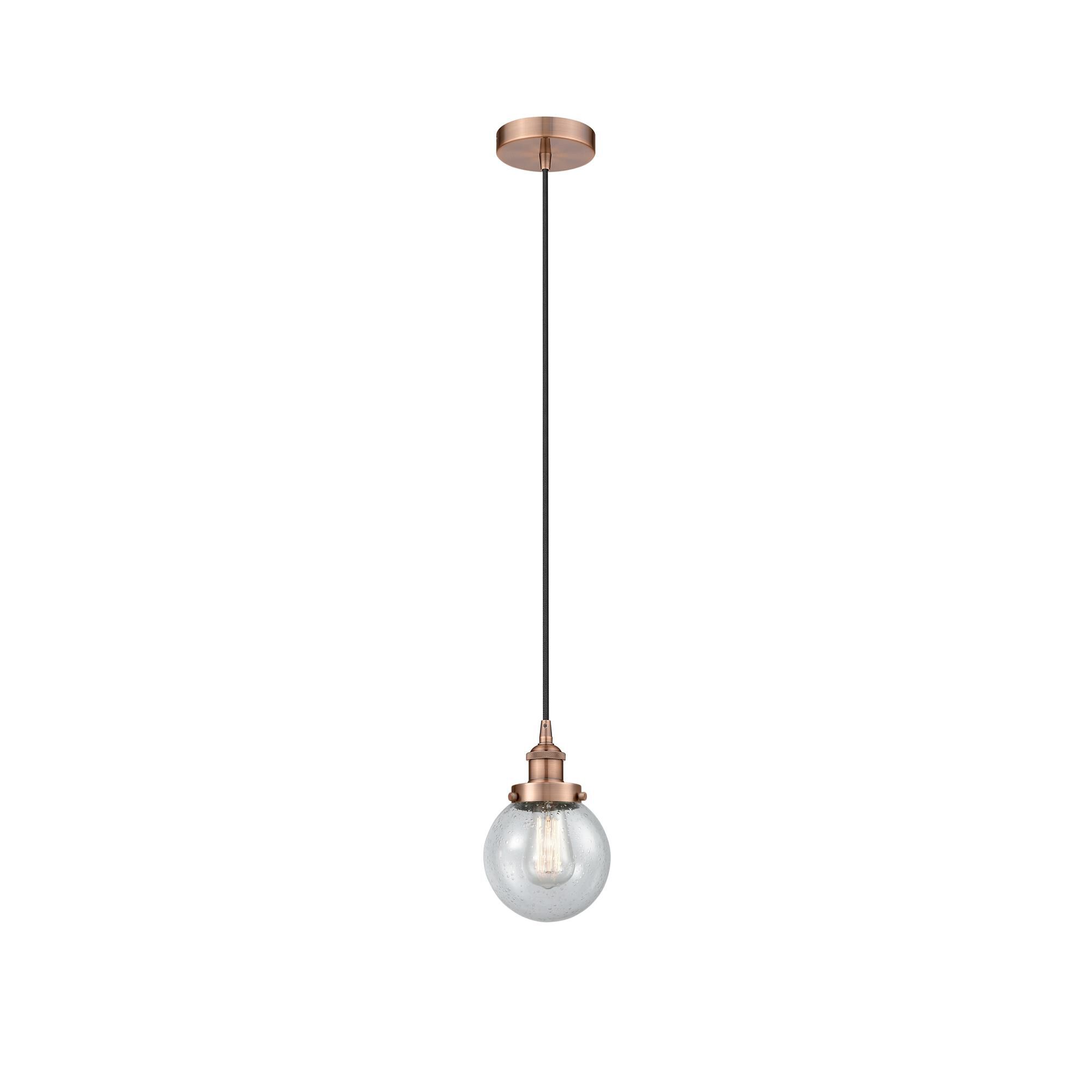 Shown in Antique Copper finish and Seedy glass