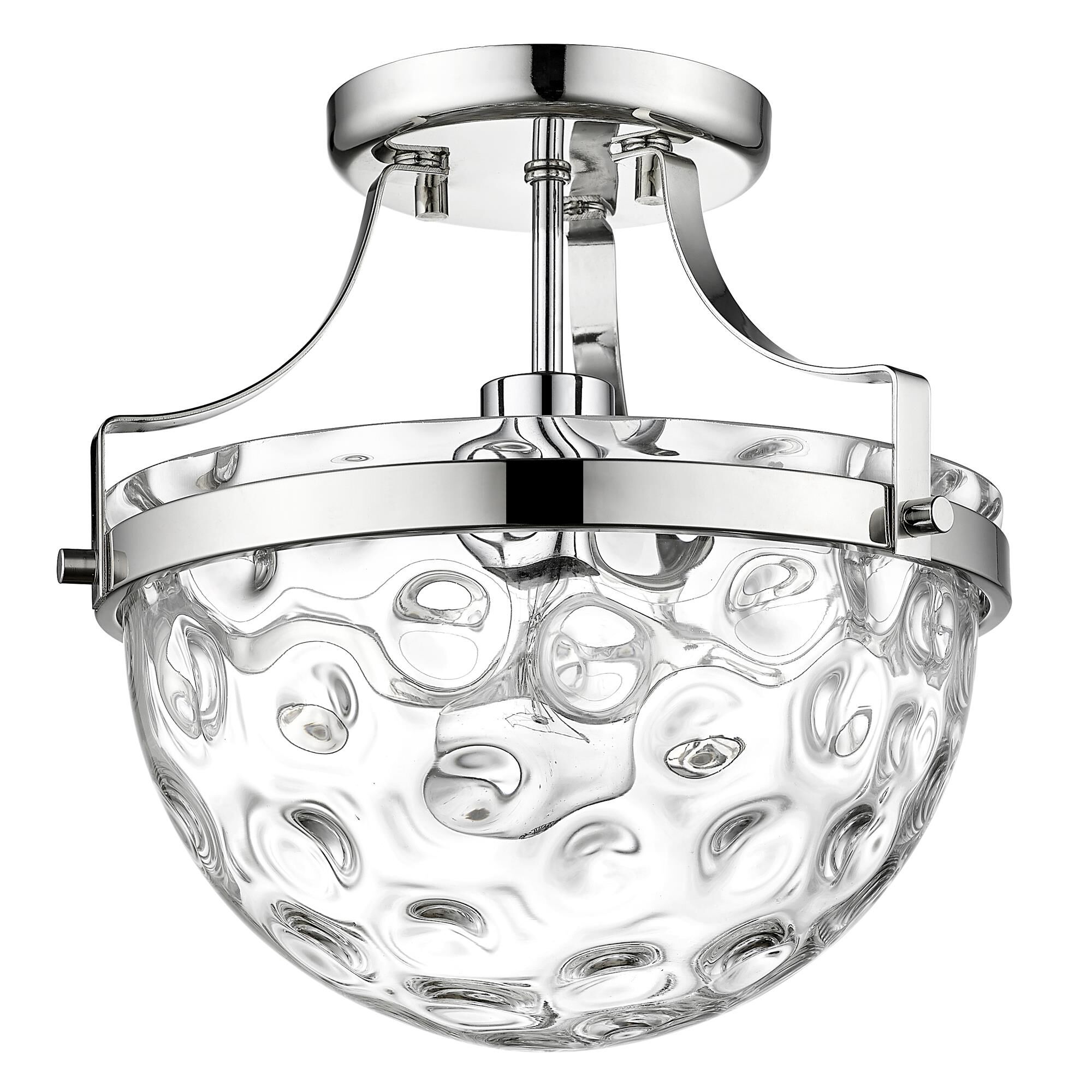 Shown in Polished Nickel finish and Clear Wavey Glass shade