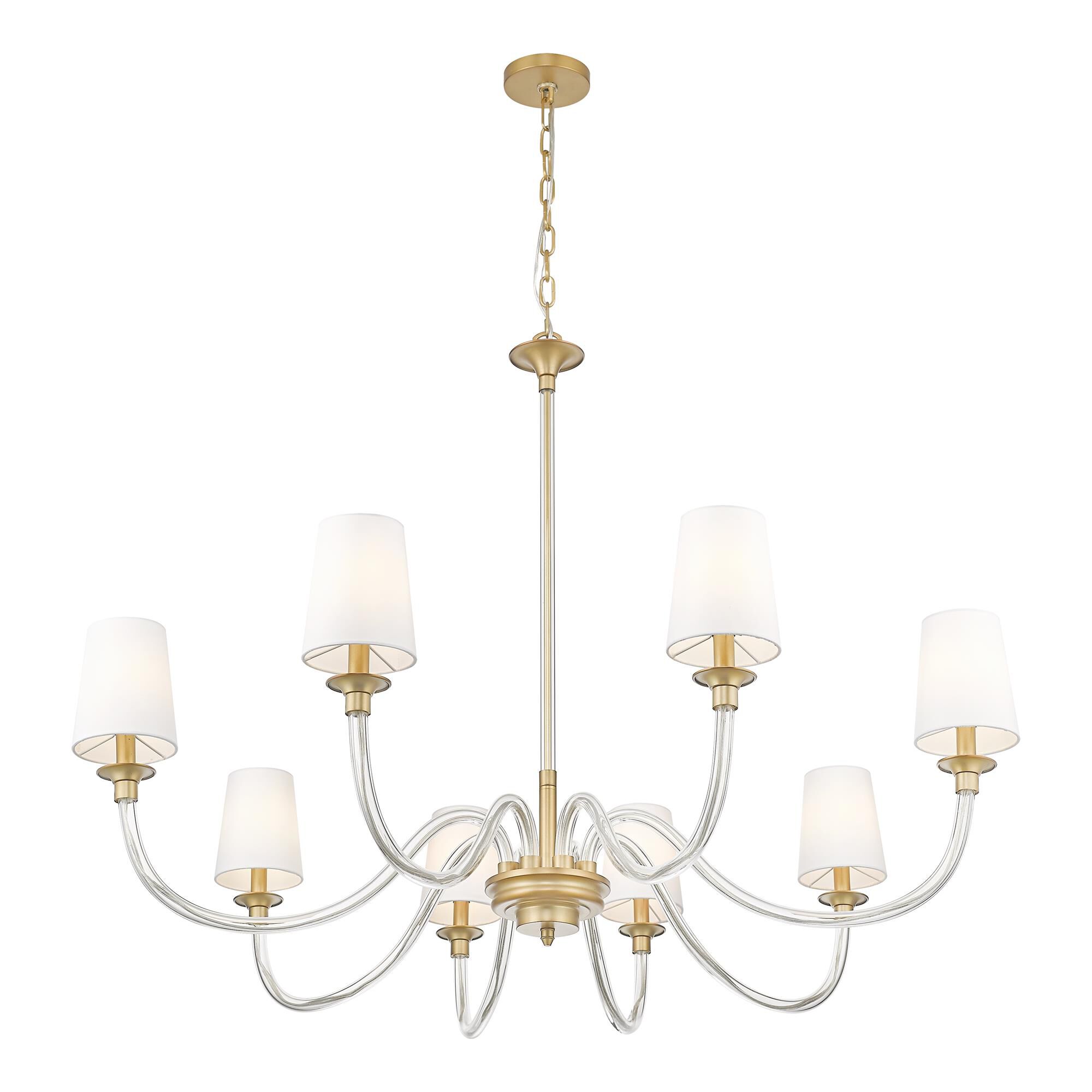 Shown in Rubbed Brass finish and White glass and White shade