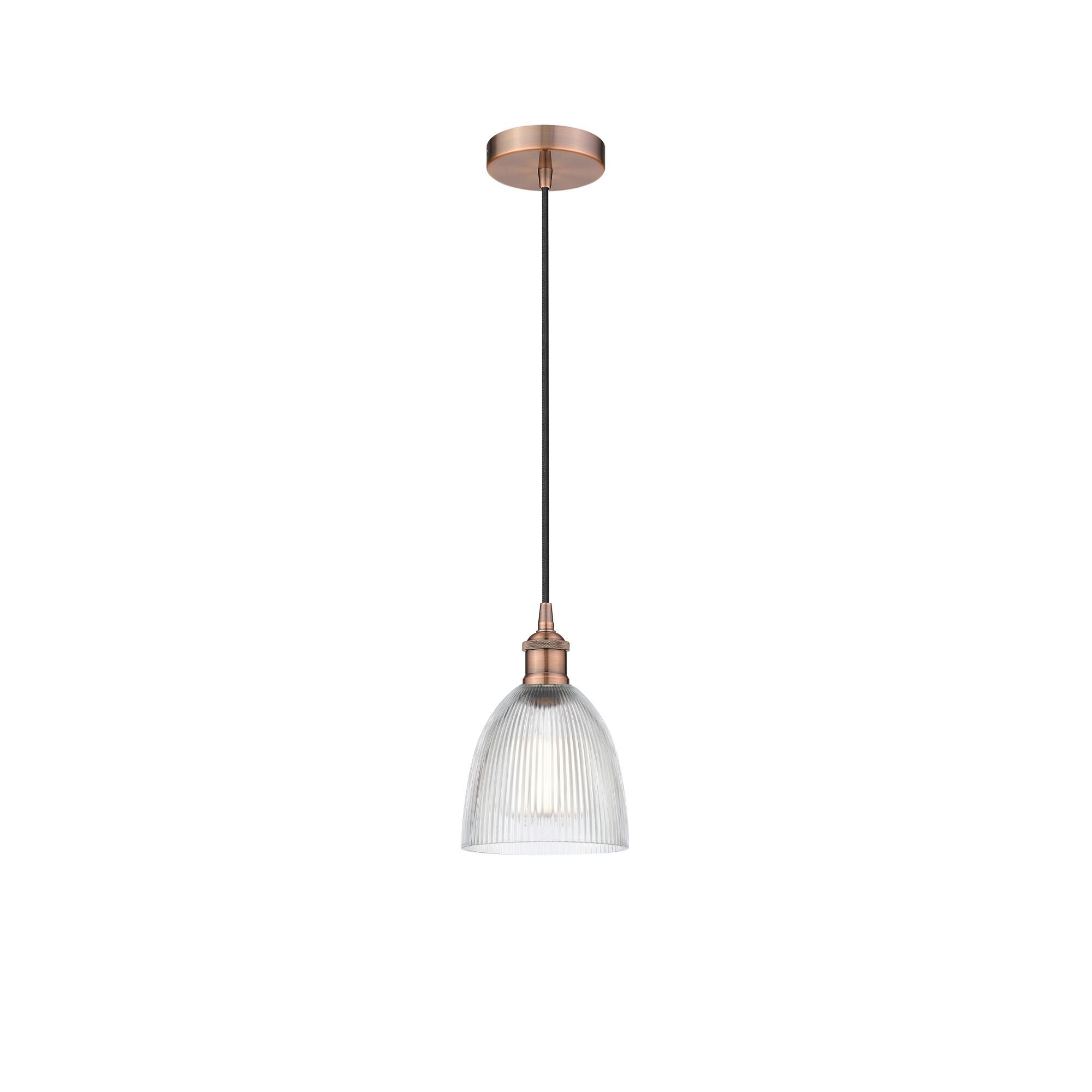 Shown in Antique Copper finish and Clear Castile glass