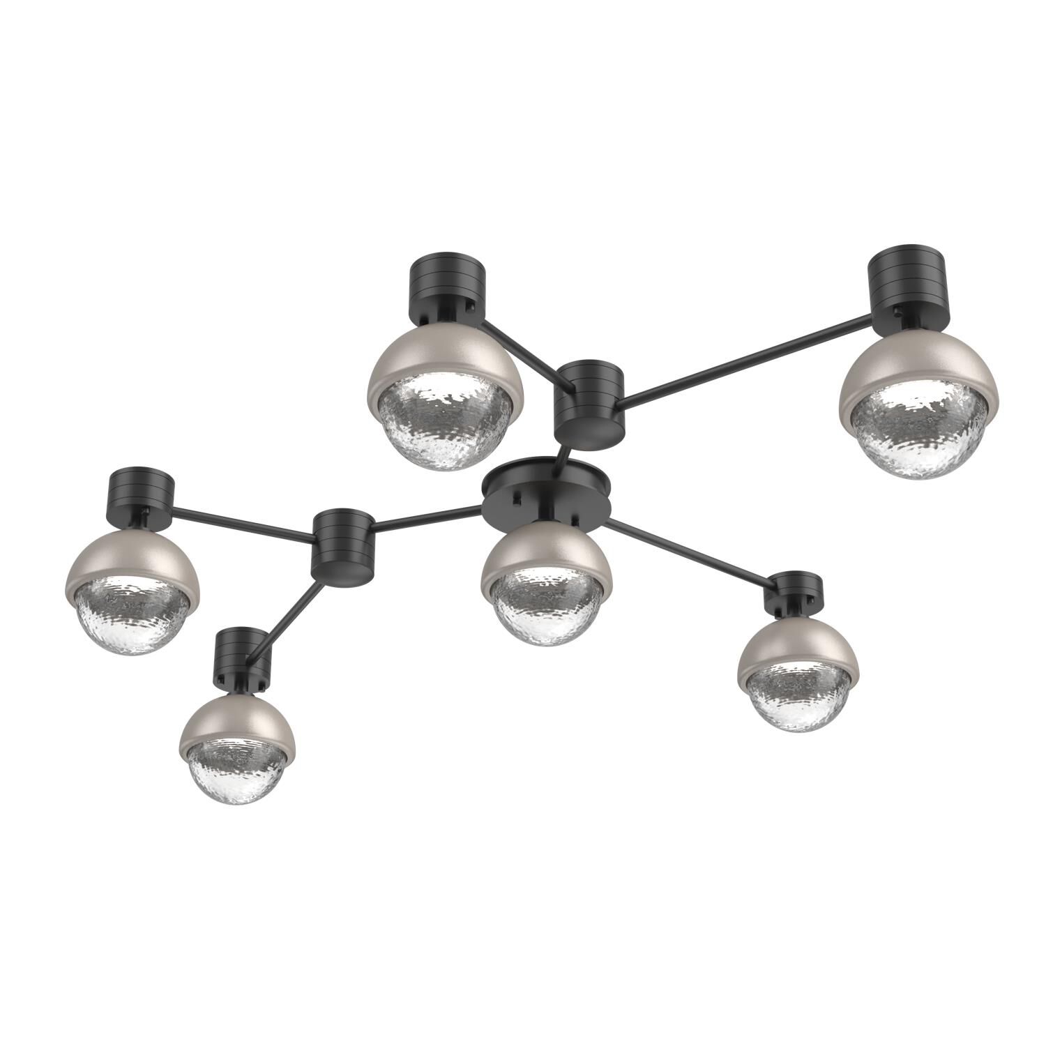 Shown in Matte Black finish and Clear glass and Beige Silver accent
