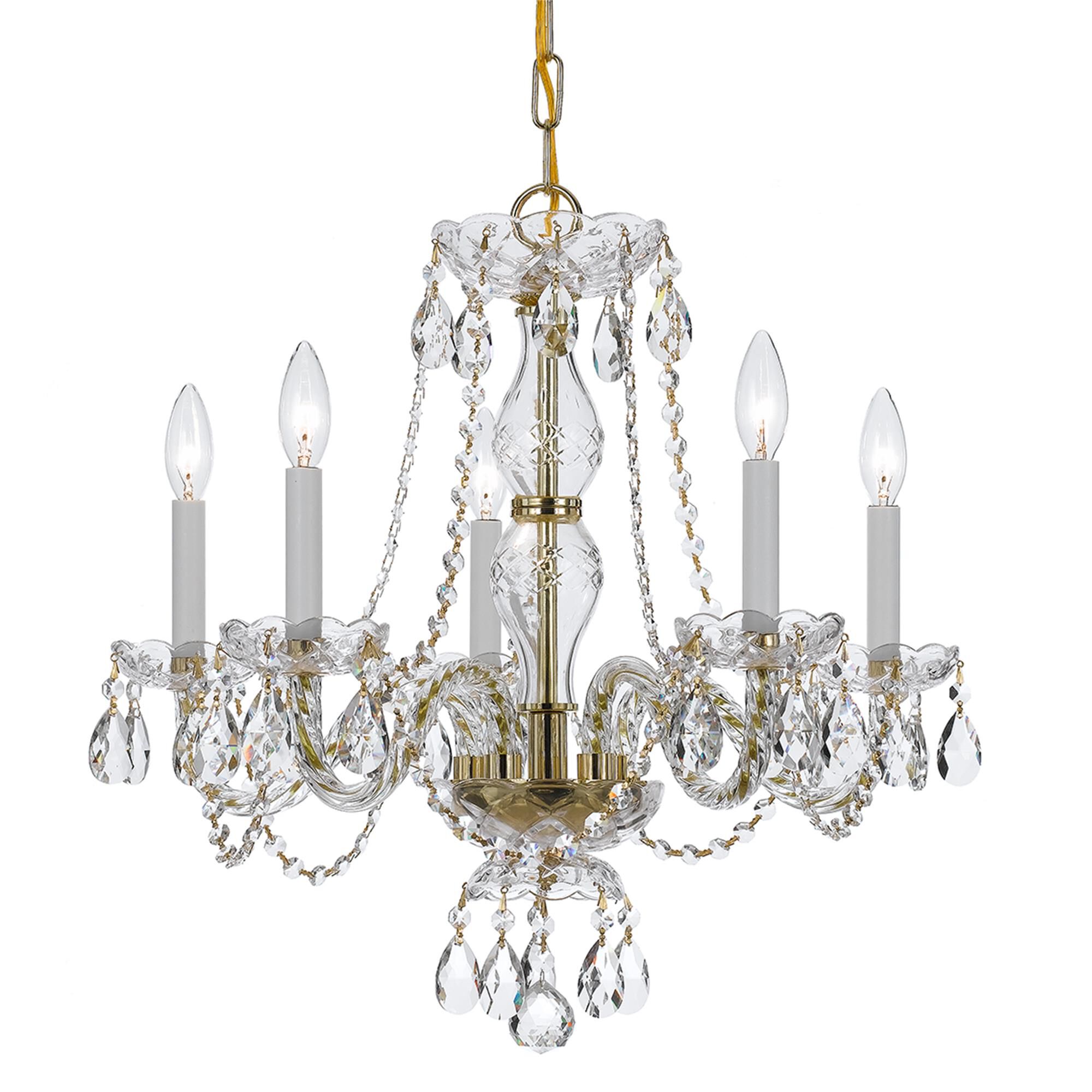 Shown in Polished Brass finish and Clear Italian crystal