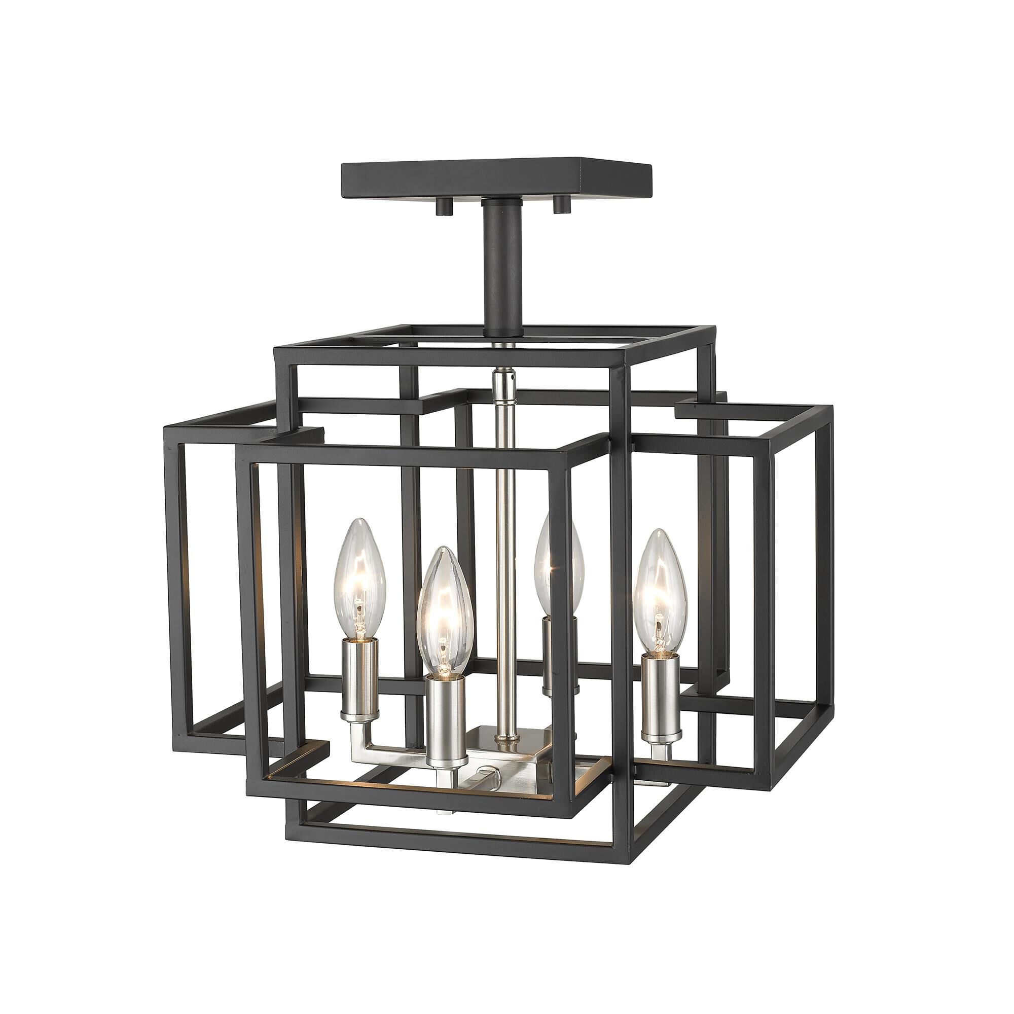 Shown in Black + Brushed Nickel finish and --- glass and --- shade