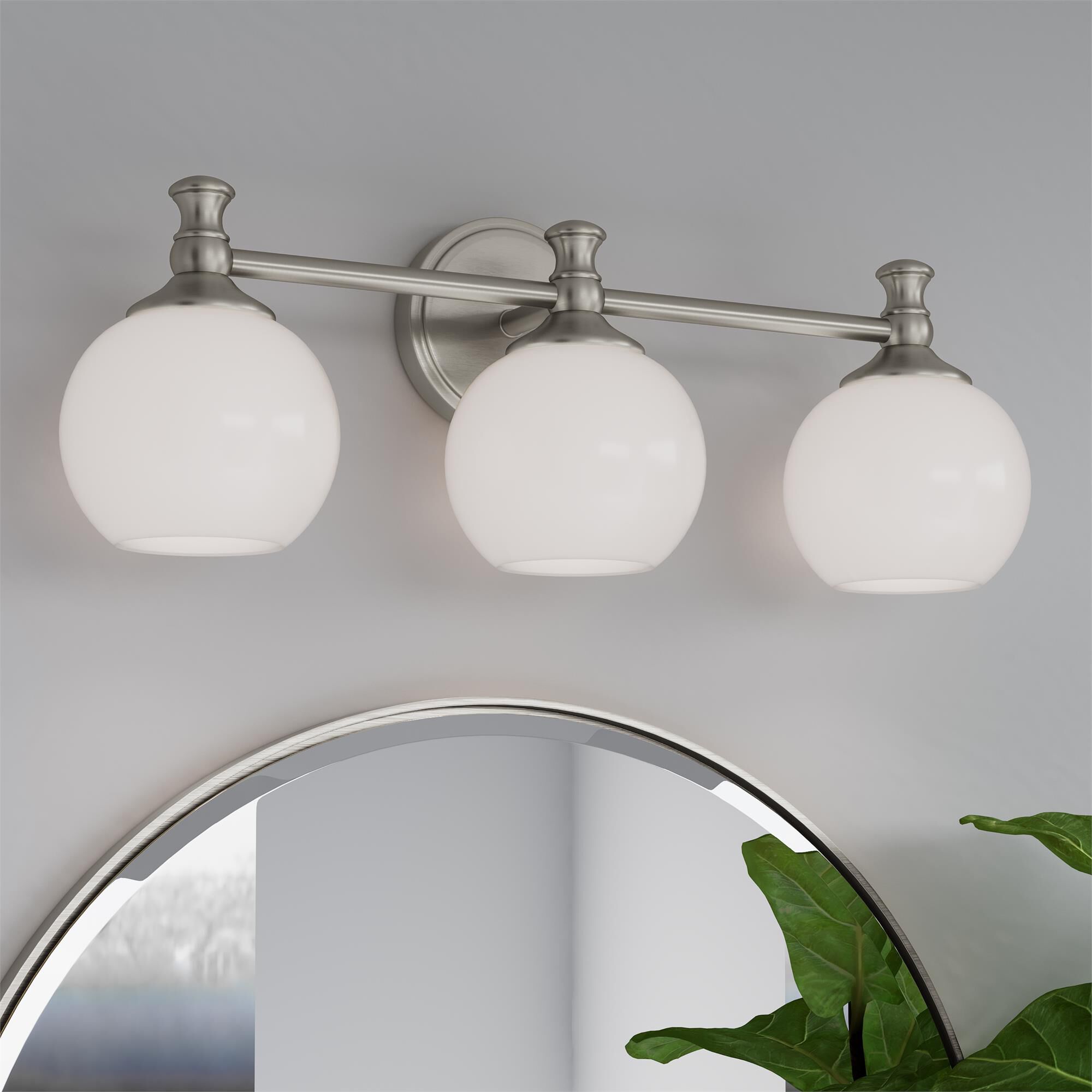 Shown in Brushed Nickel finish and Etched Opal glass
