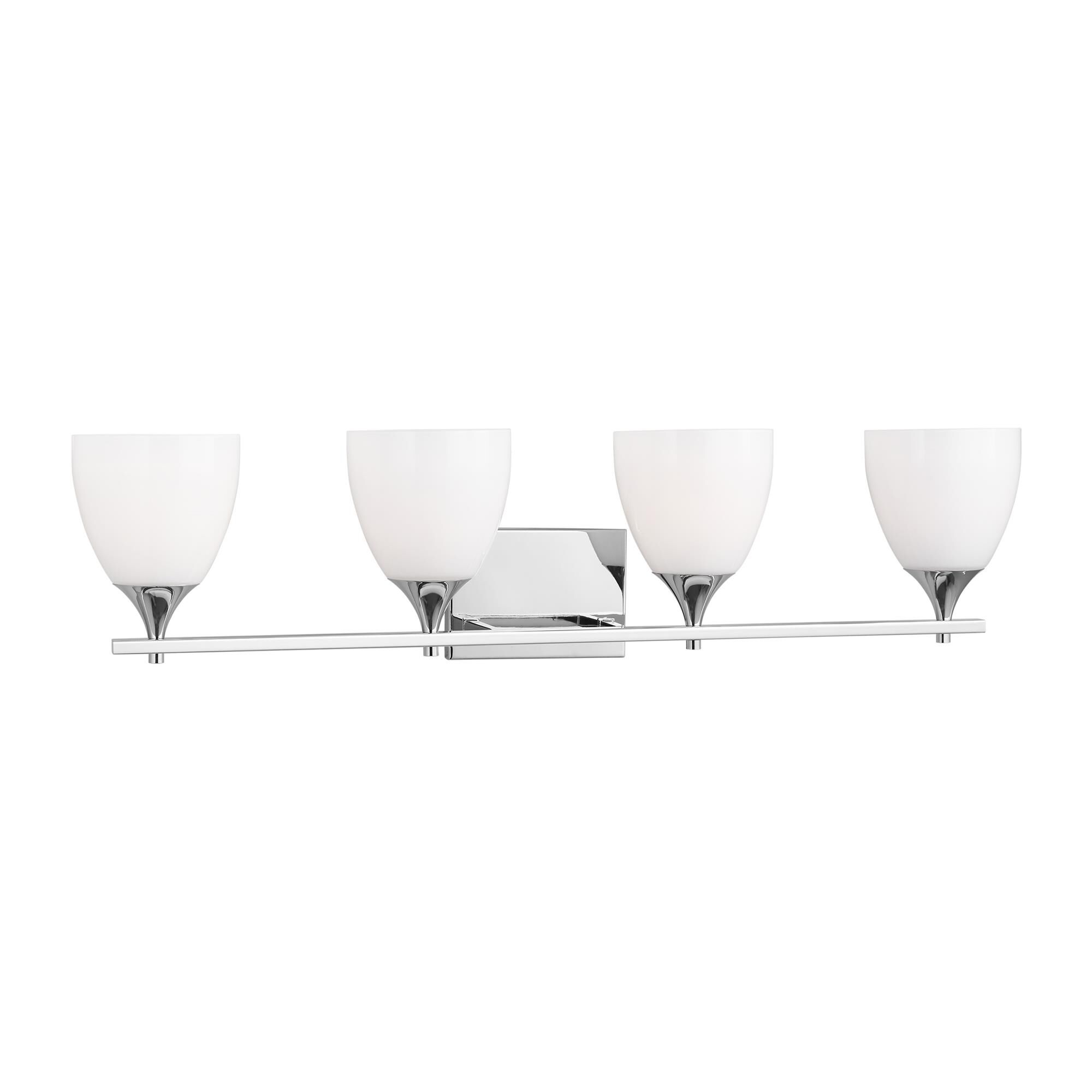 Shown in Chrome finish and Milk Glass s shade