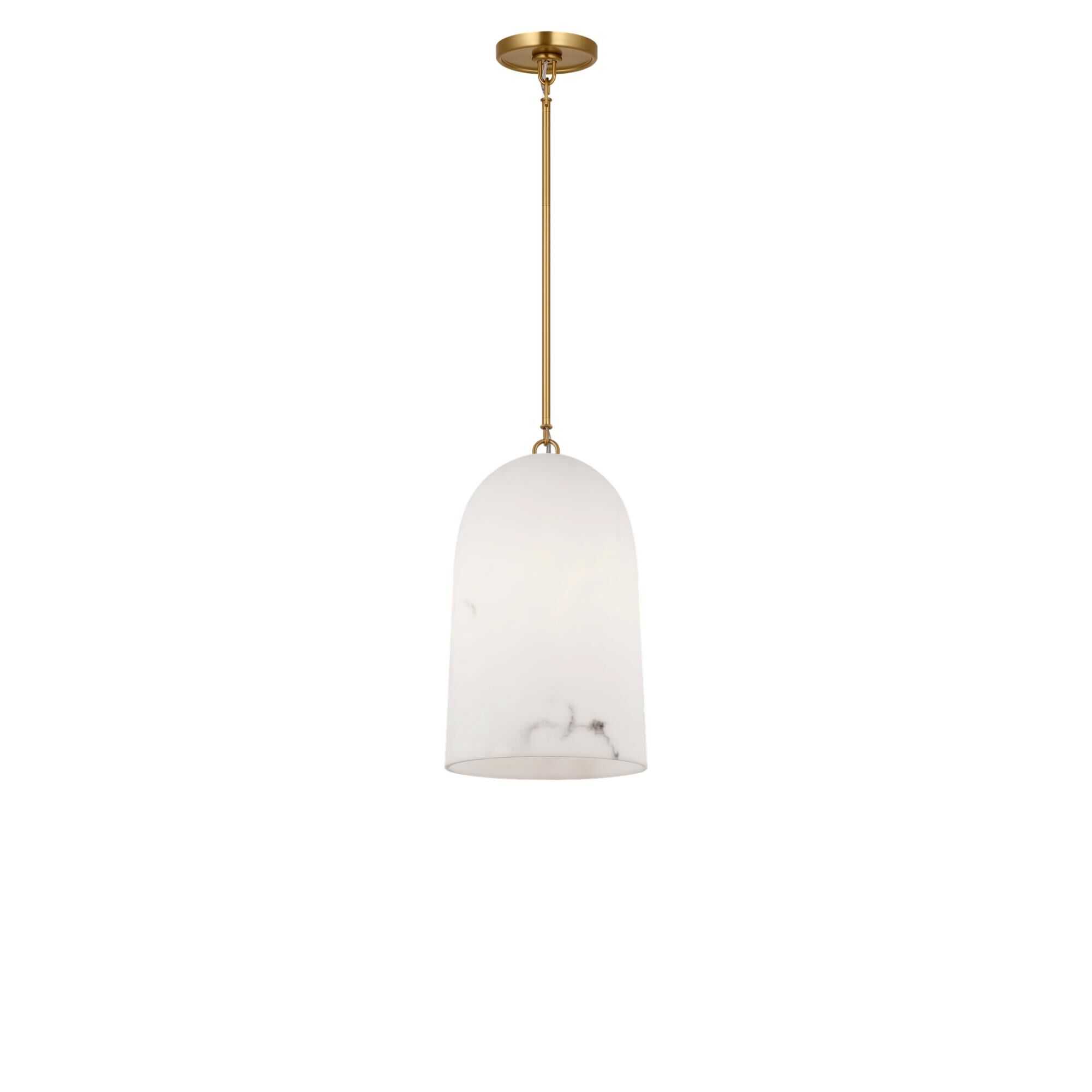 Shown in Burnished Brass finish and Faux Alabaster Resin shade
