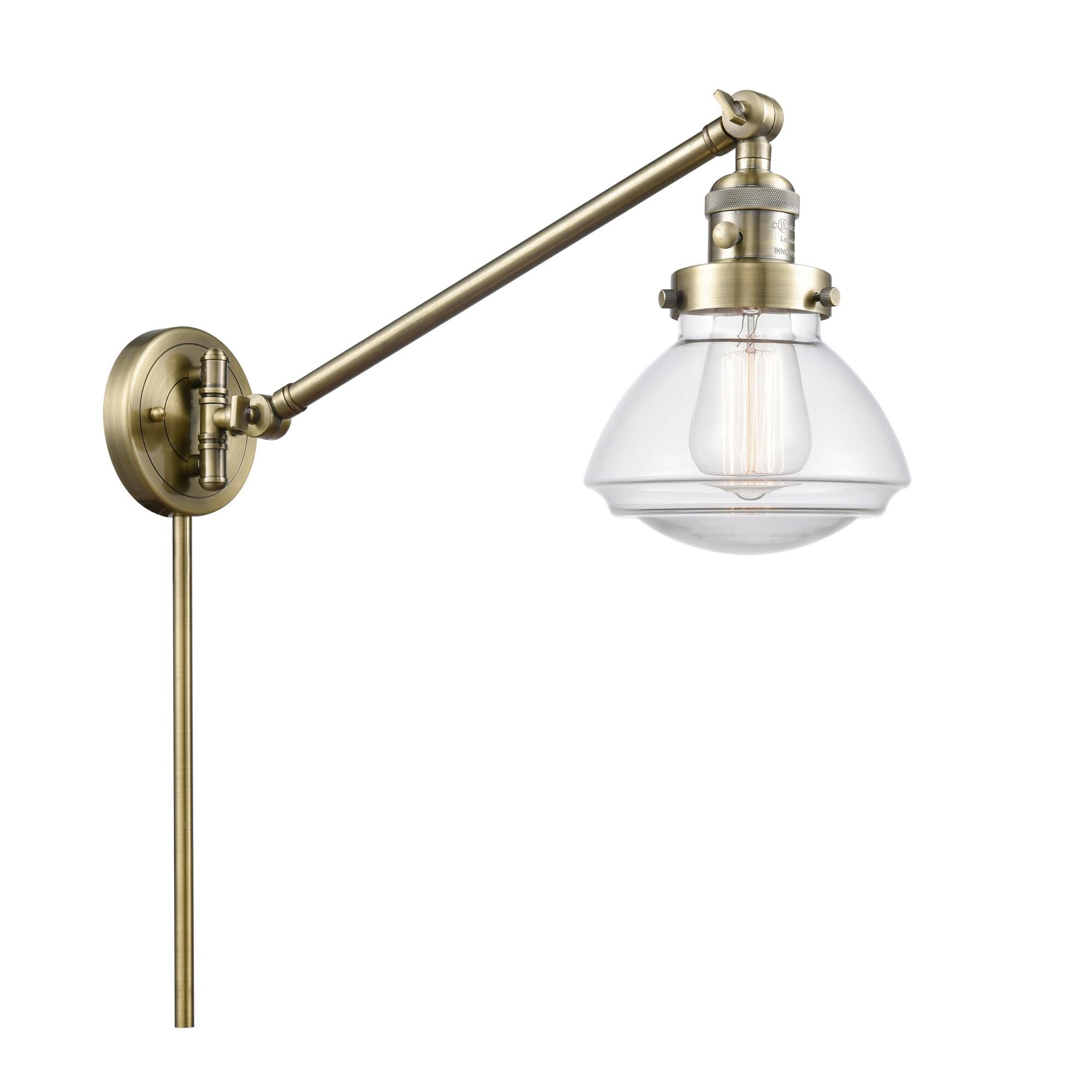 Shown in Antique Brass finish and Bell glass and Glass shade