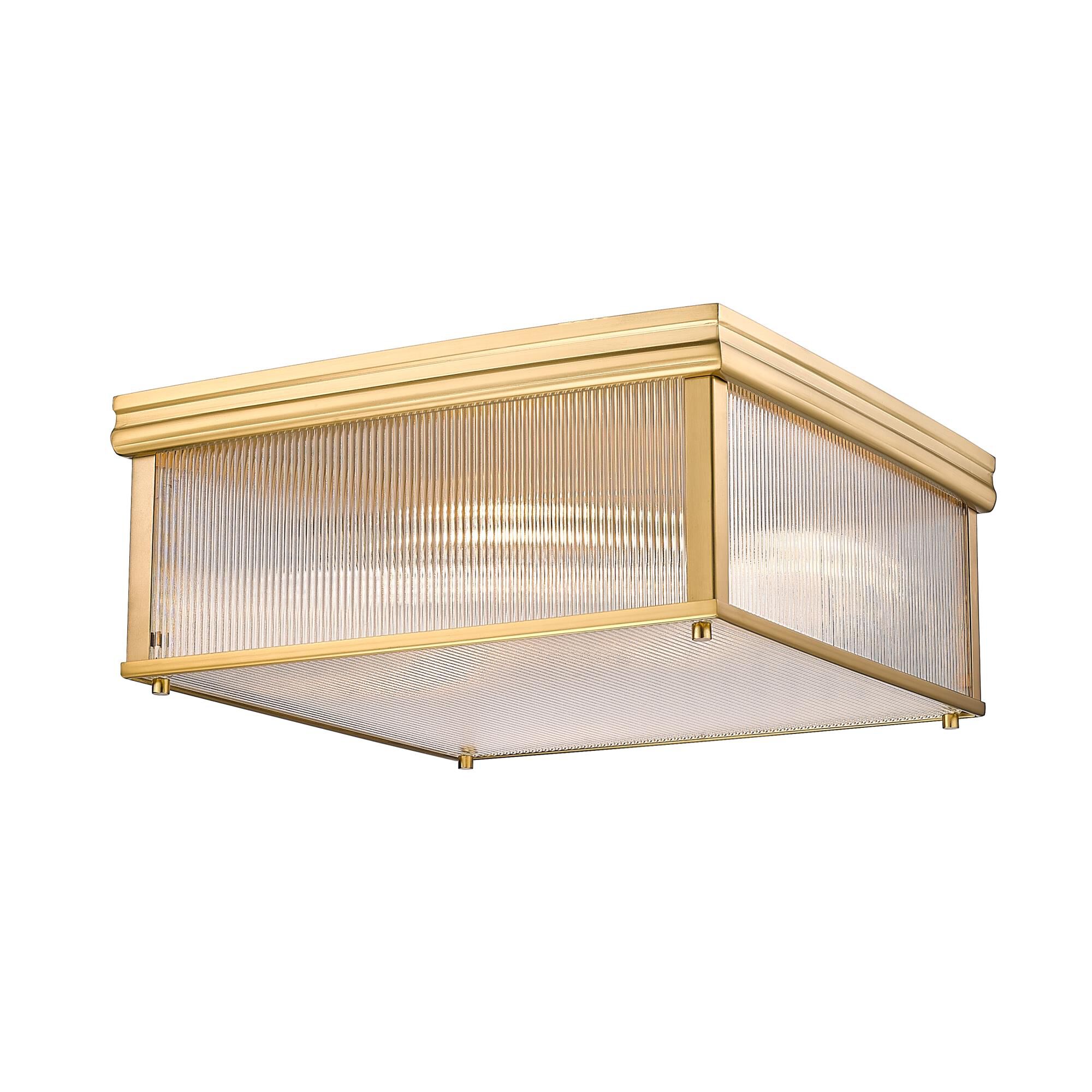 Shown in Modern Gold finish and Clear Ribbed glass and Clear Ribbed shade