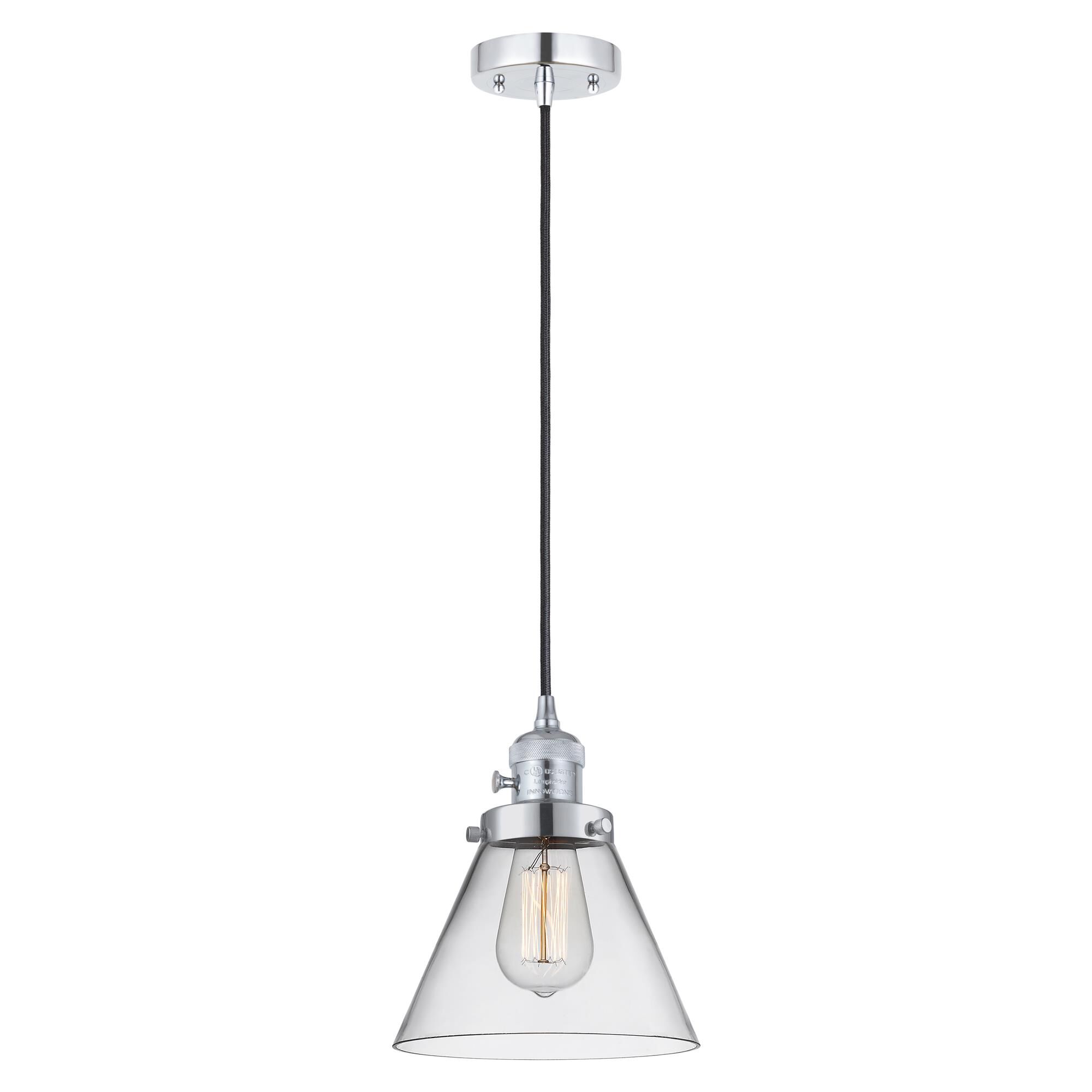 Shown in Polished Chrome finish and Clear glass