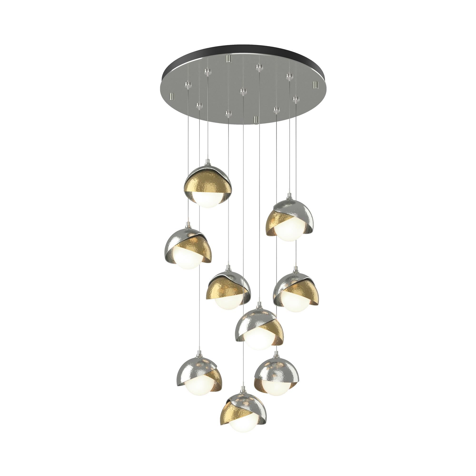 Shown in Sterling finish and Opal (Gg) glass and Modern Brass (86) accent