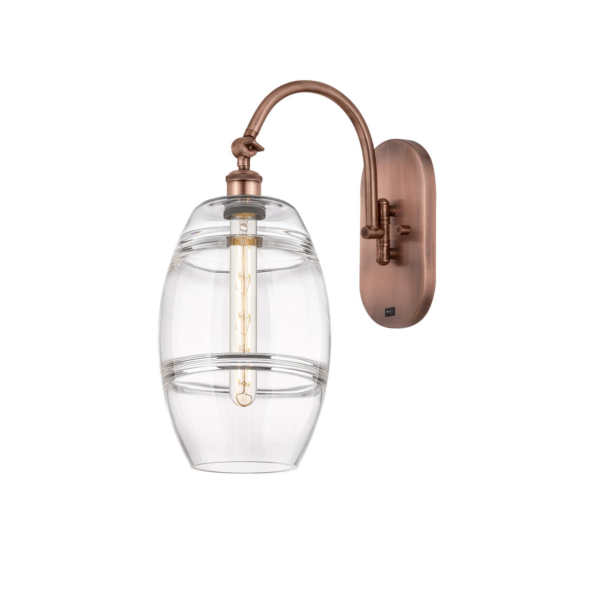 Shown in Antique Copper finish and Clear glass