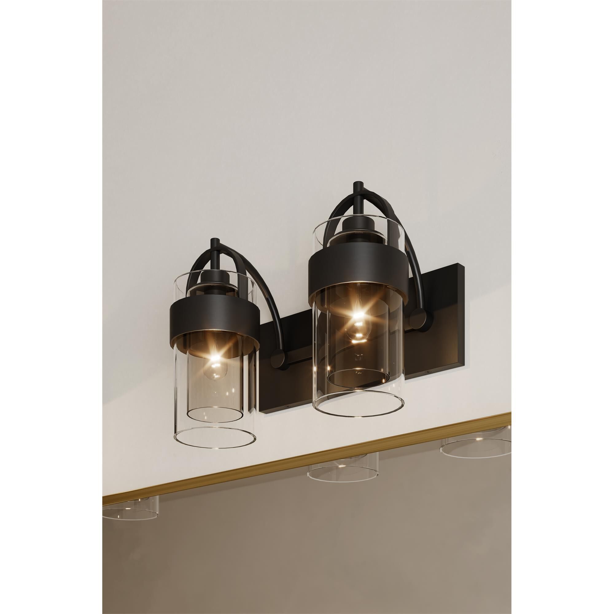 Shown in Dark Matte Black finish and Clear and Grey glass