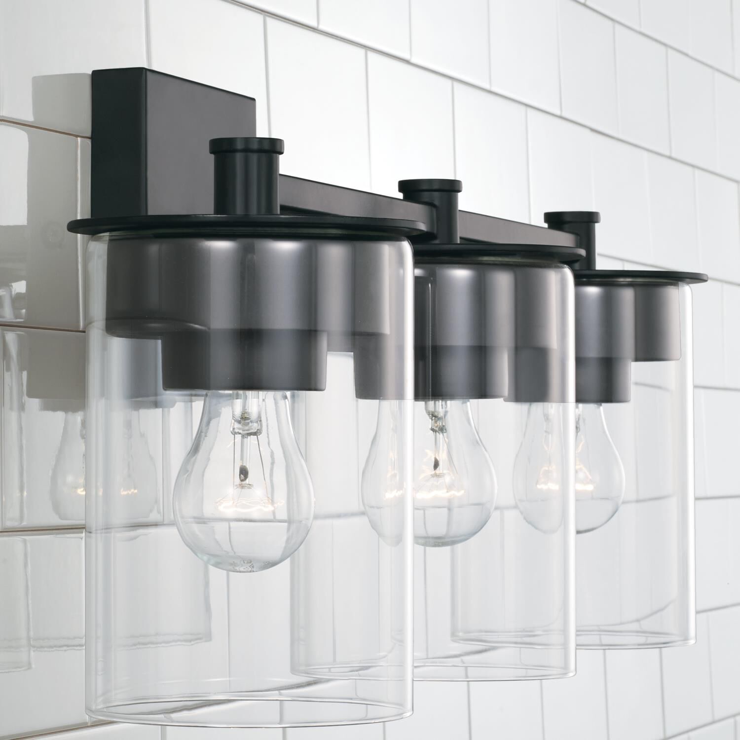 Shown in Matte Black finish and Clear glass