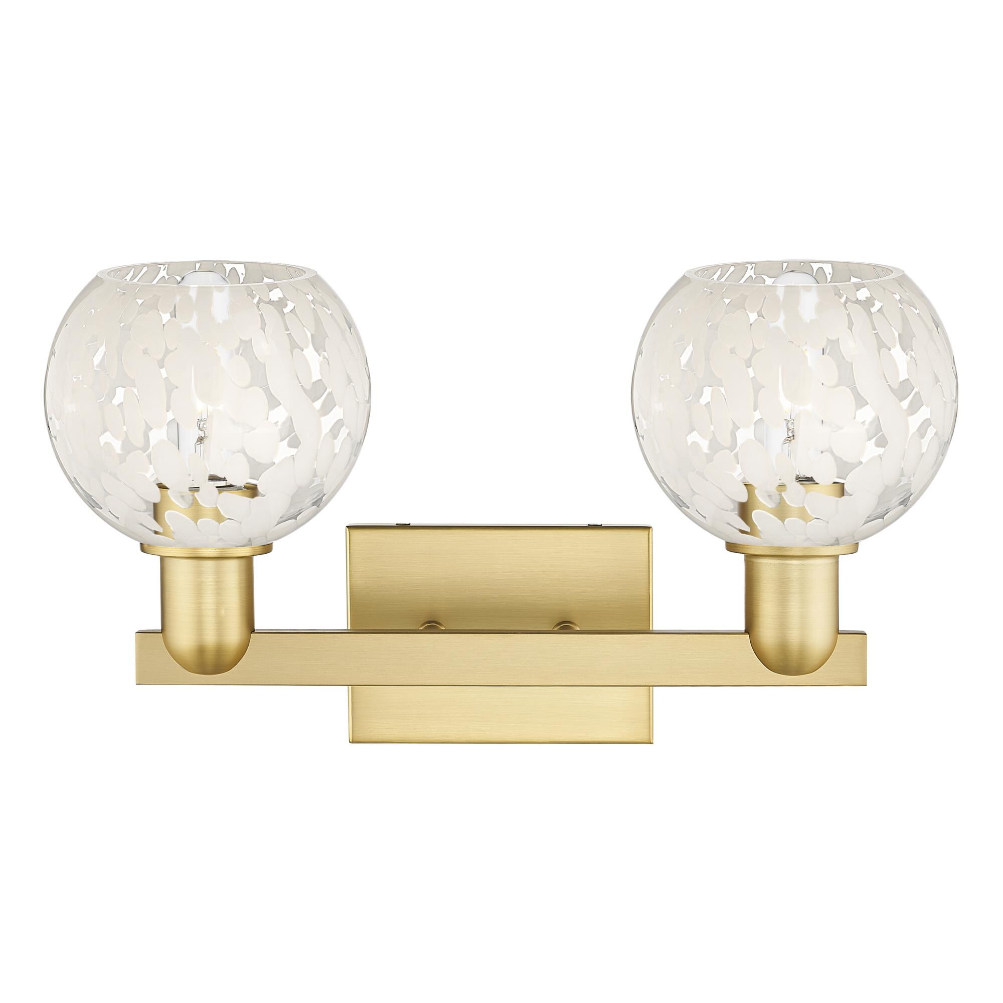 Shown in Satin Gold finish and White Mouchette glass