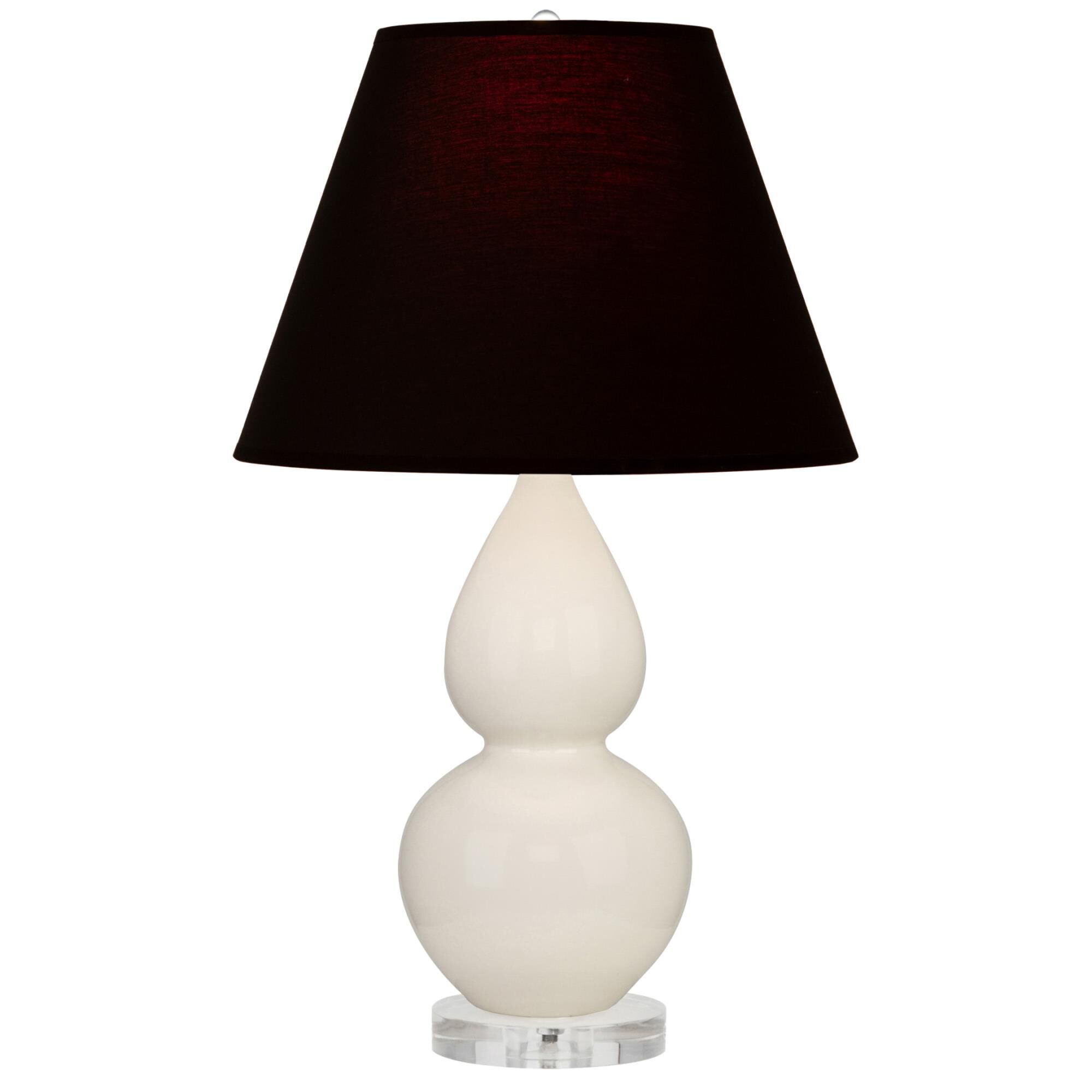 Shown in Bone finish and Ink Black with Rose Red Lining Fabric shade and Lucite accent