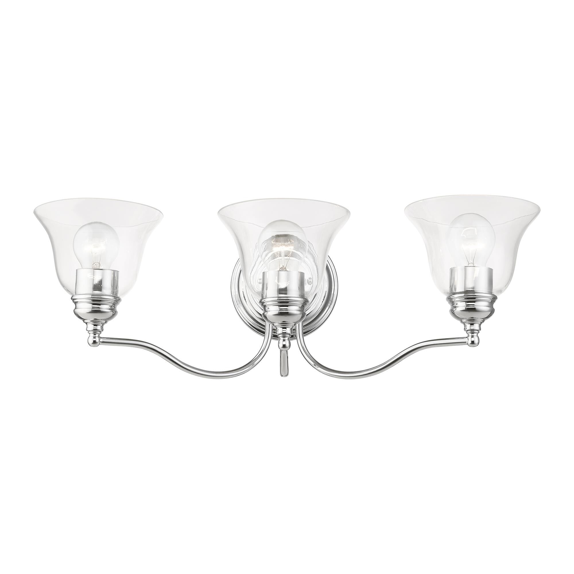 Shown in Polished Chrome finish and Hand Blown Clear glass