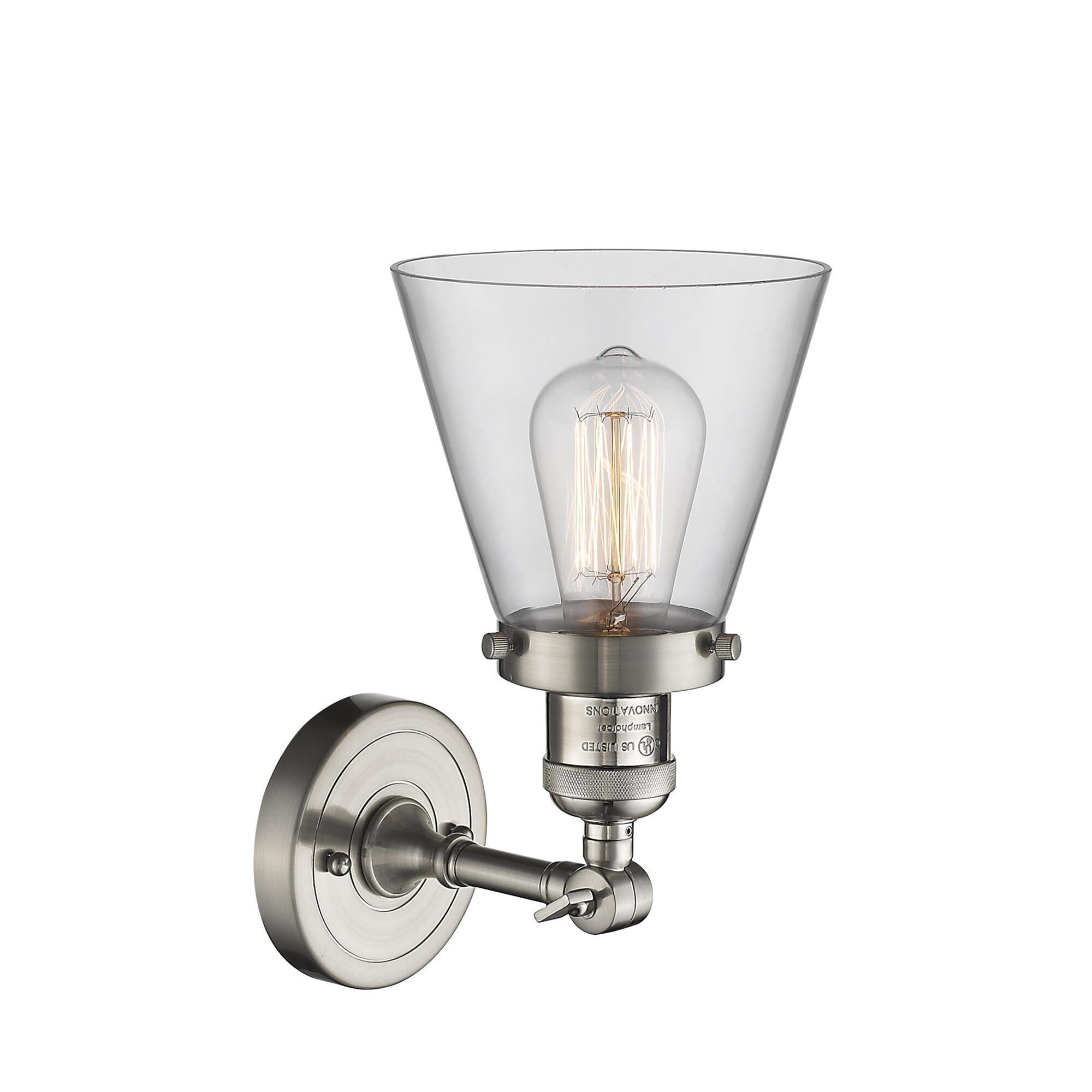 Shown in Brushed Satin Nickel finish and Clear glass