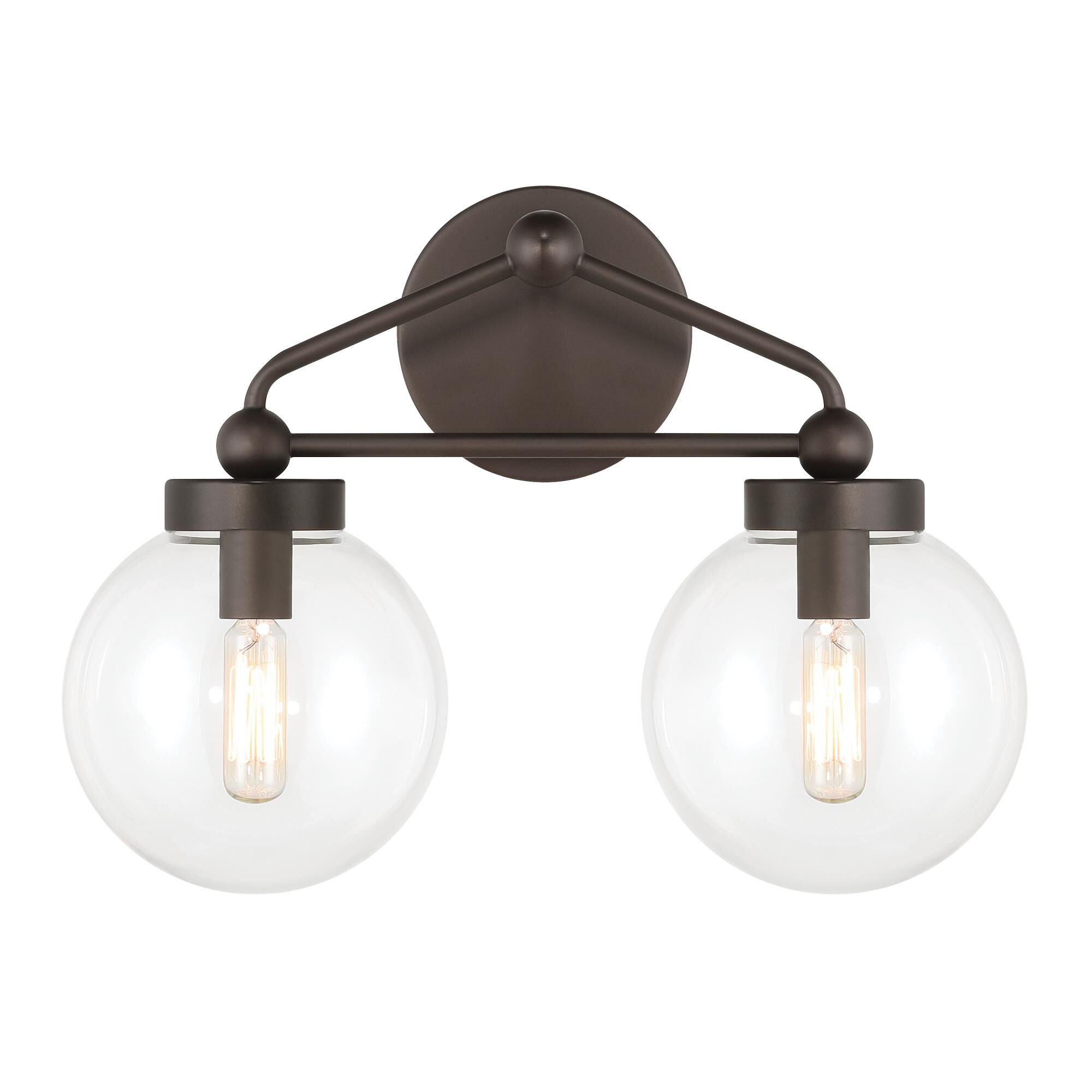 Shown in Dark Bronze finish and Clear glass and Glass shade