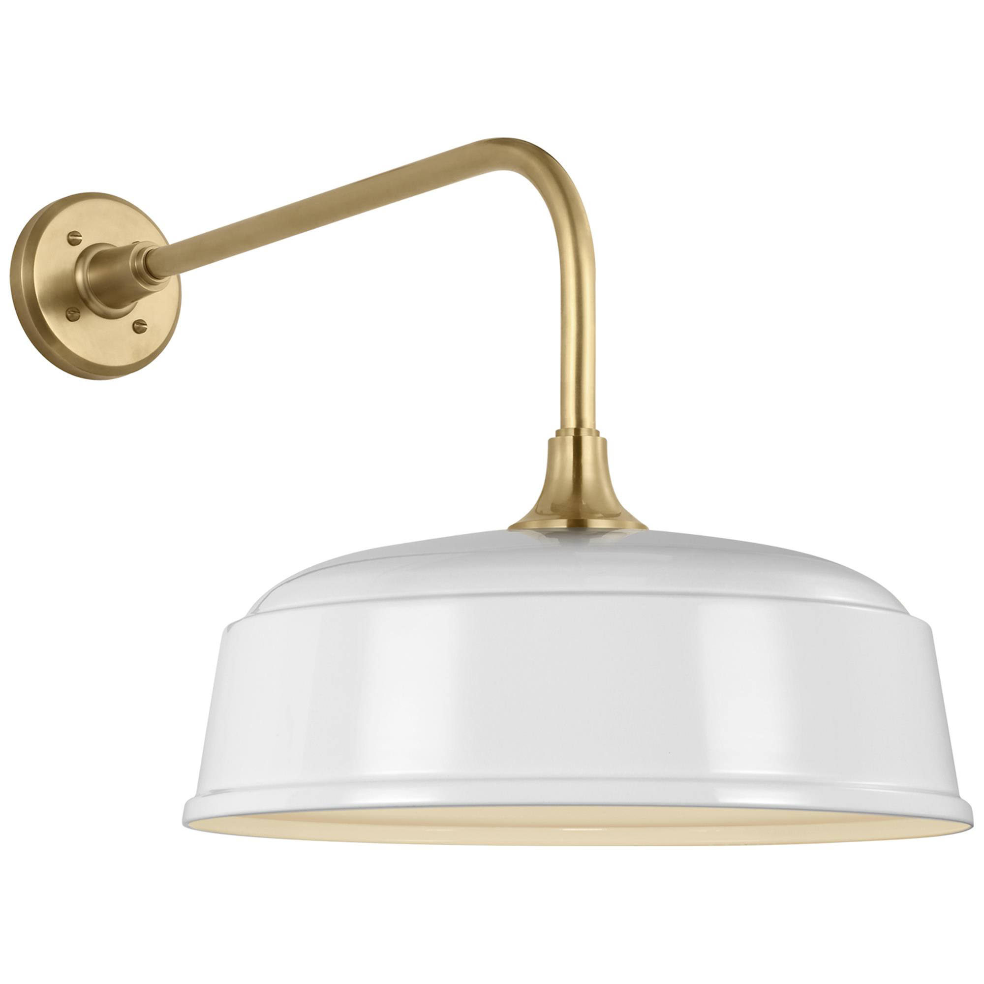 Shown in Hand-Rubbed Antique Brass finish and White Rockhouse shade