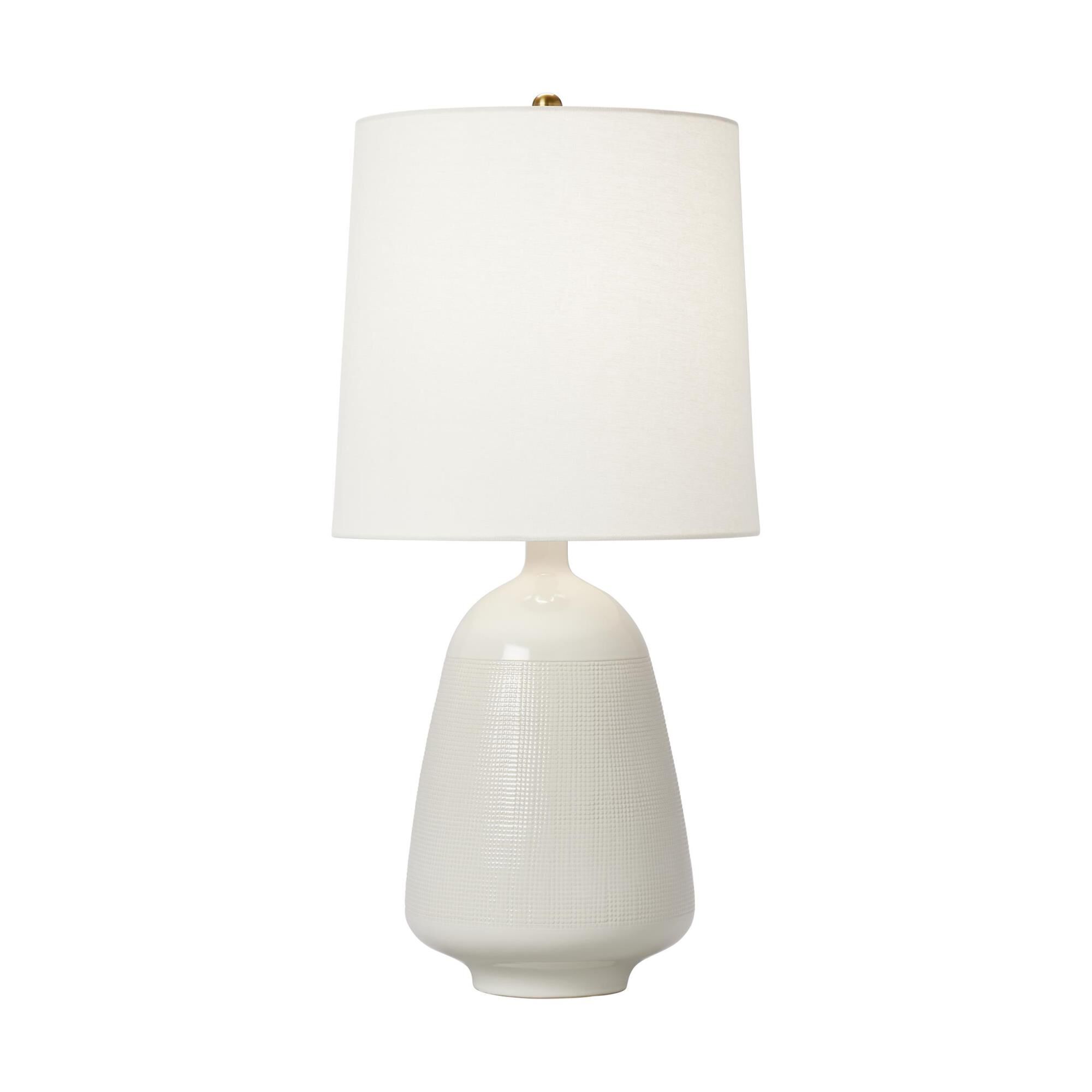 Shown in New White finish and White Linen Fabric shade