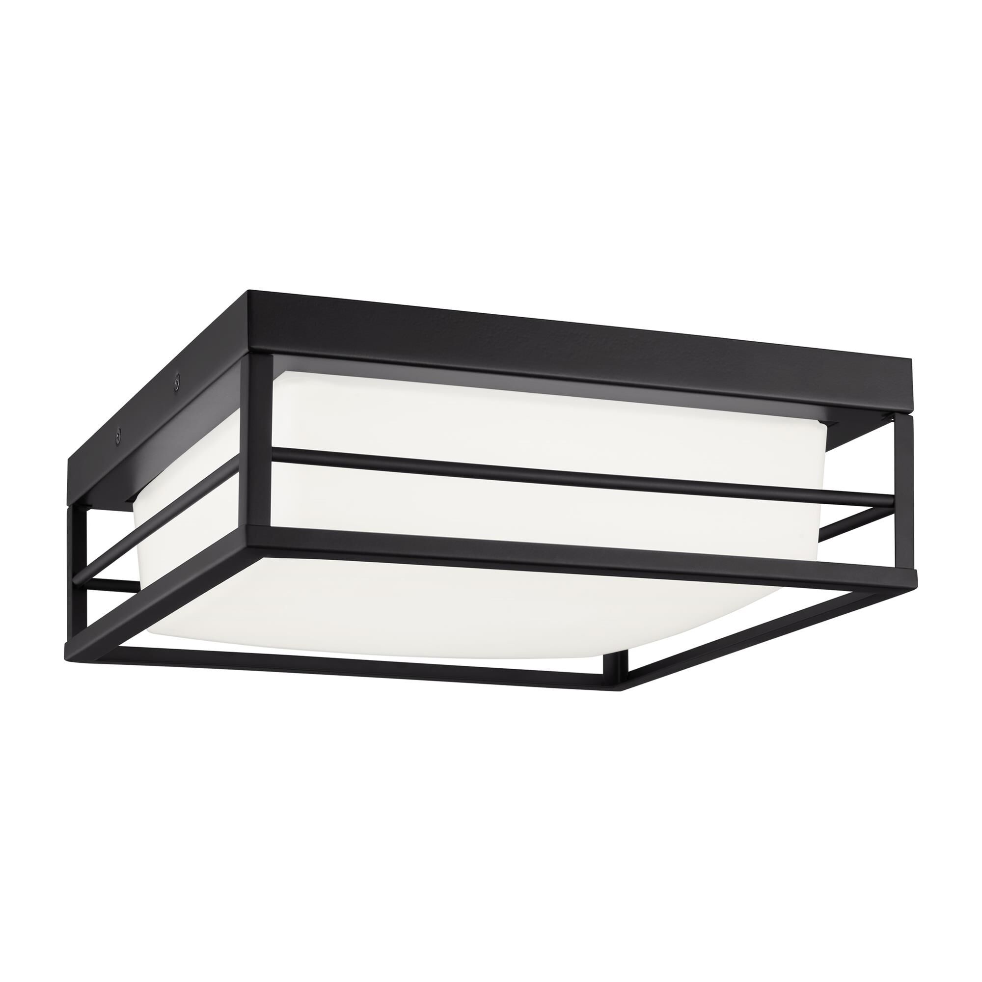 Shown in Midnight Black finish and Etched White Opal glass and Etched White Opal Glass shade