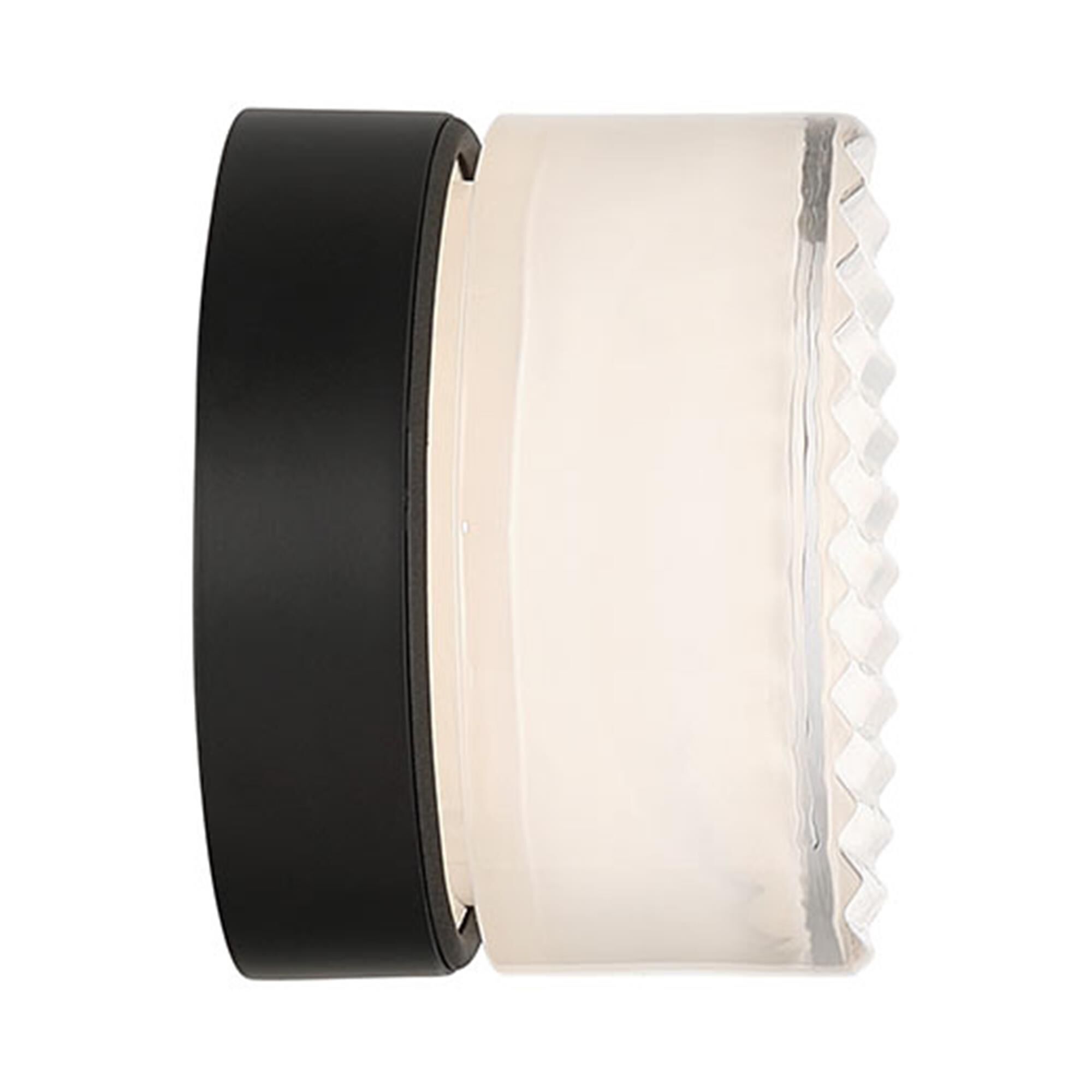 Shown in Matte Black finish and Clear Ribbed glass