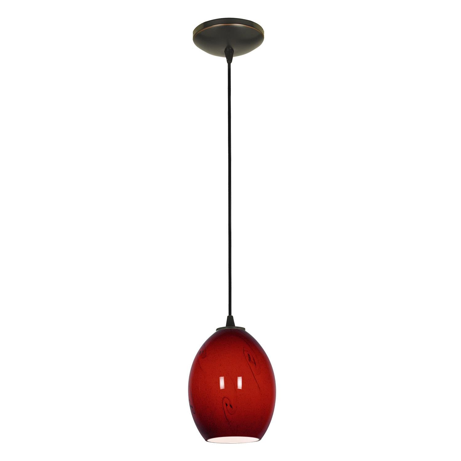 Shown in Oil Rubbed Bronze (Orb) finish and Red Sky (Rusky) glass