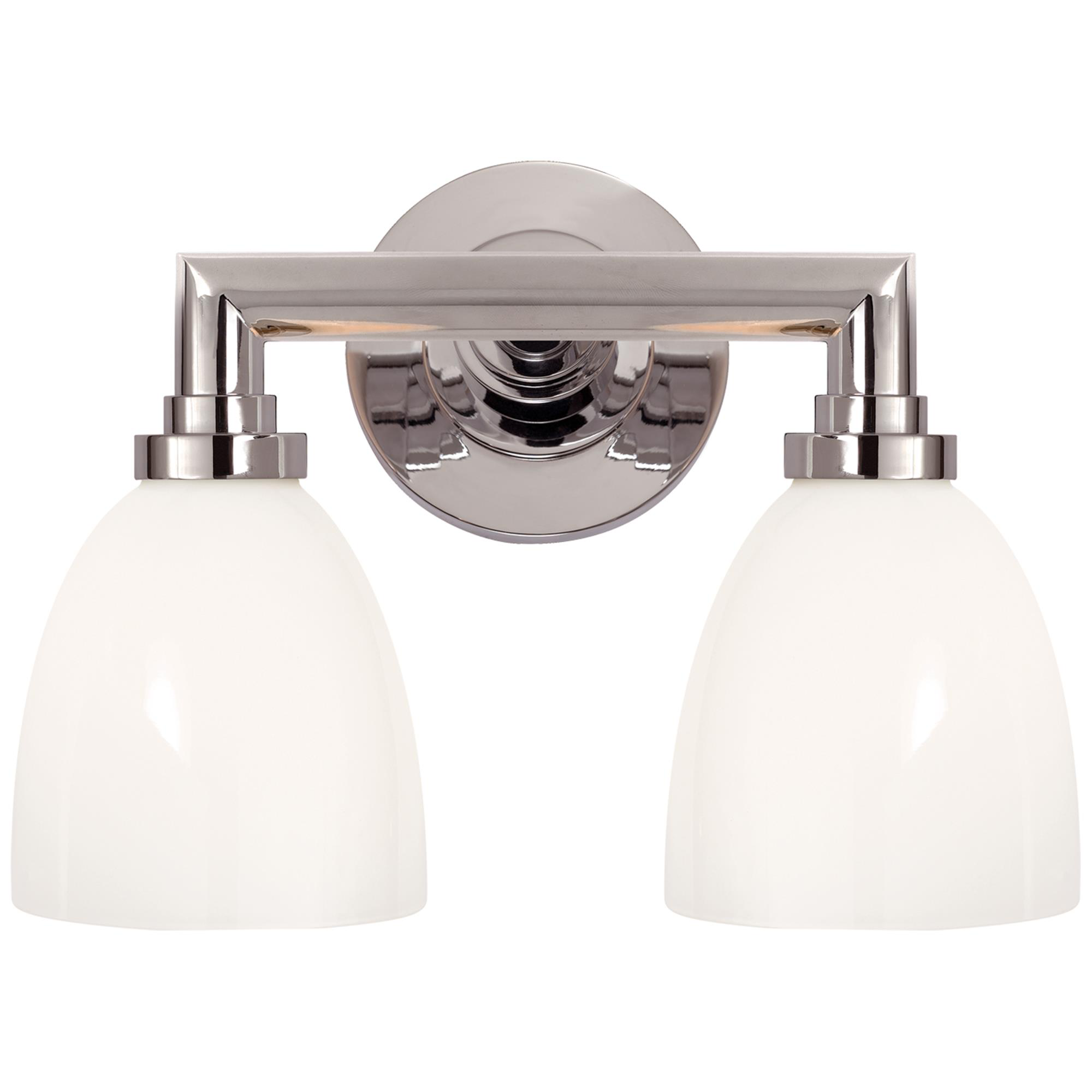 Shown in Chrome finish and White glass