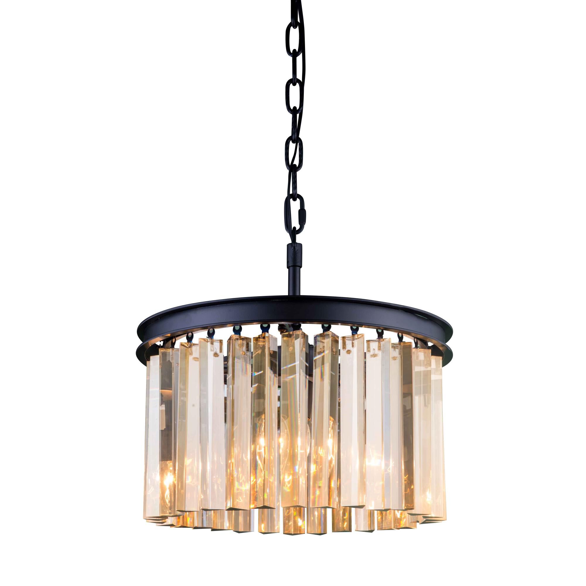 Shown in Matte Black finish and Royal Cut crystal and Golden Teak (Smoky) accent