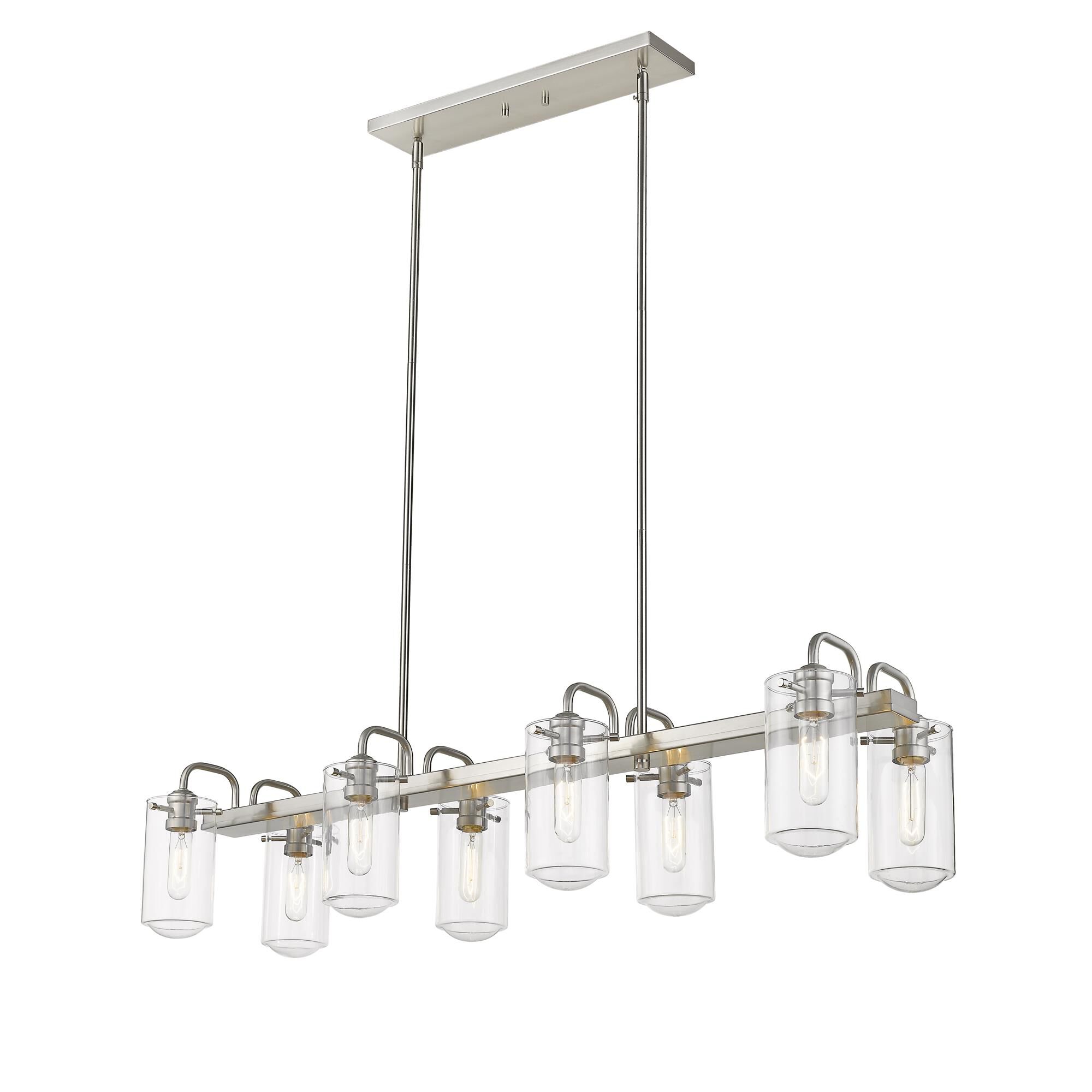 Shown in Brushed Nickel finish and Glass shade