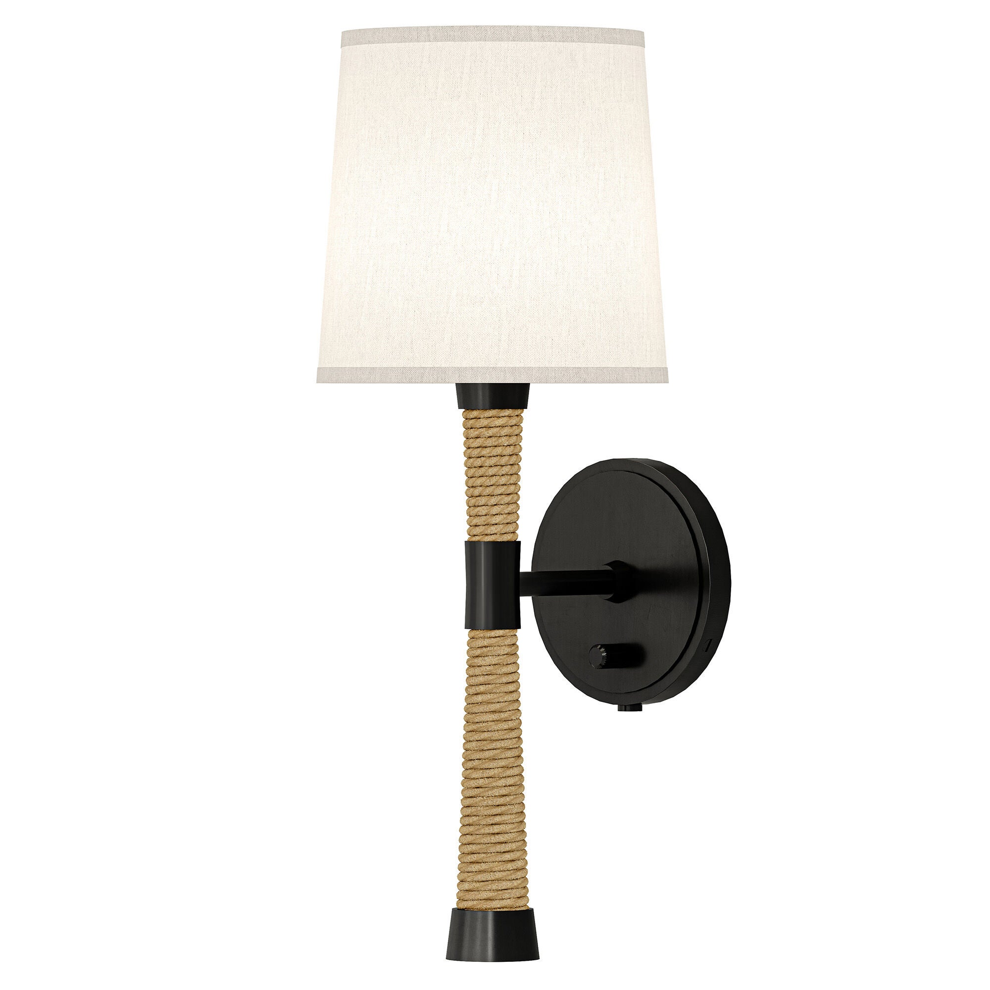Shown in Natural Rope finish and White Fondine shade and Deep Patina Bronze accent
