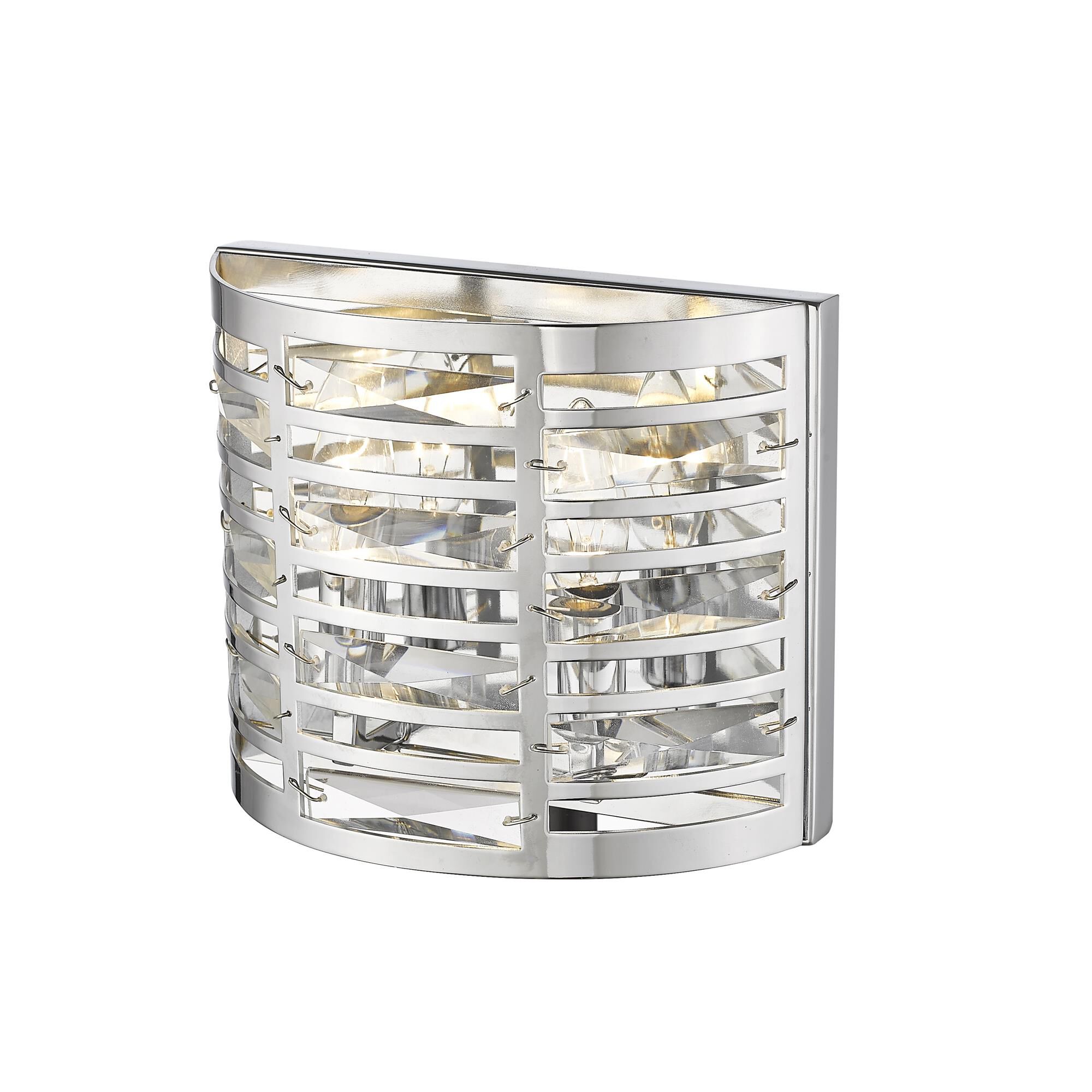 Shown in Chrome finish and --- glass and --- shade