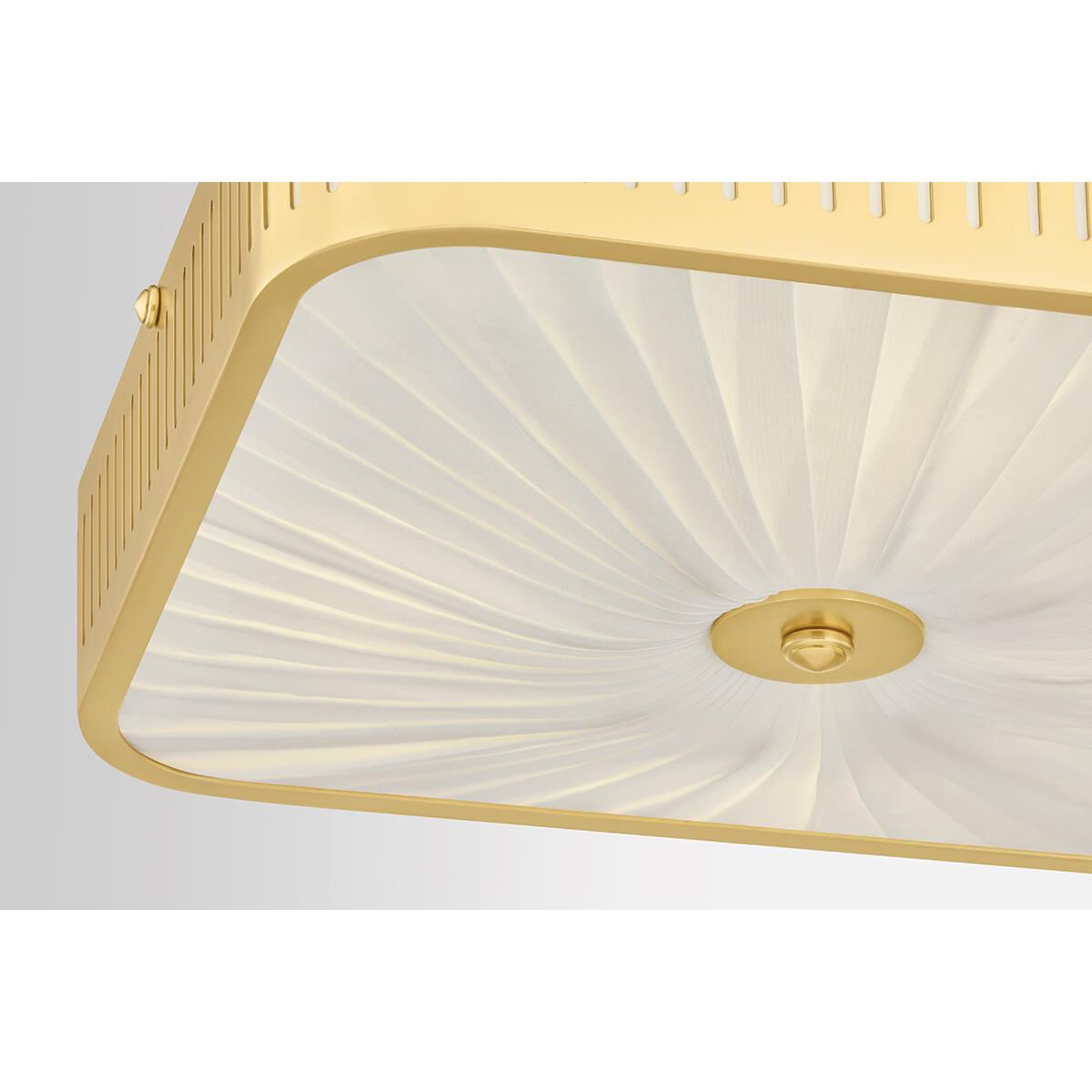 Shown in Aged Brass finish and Ivory Silk shade