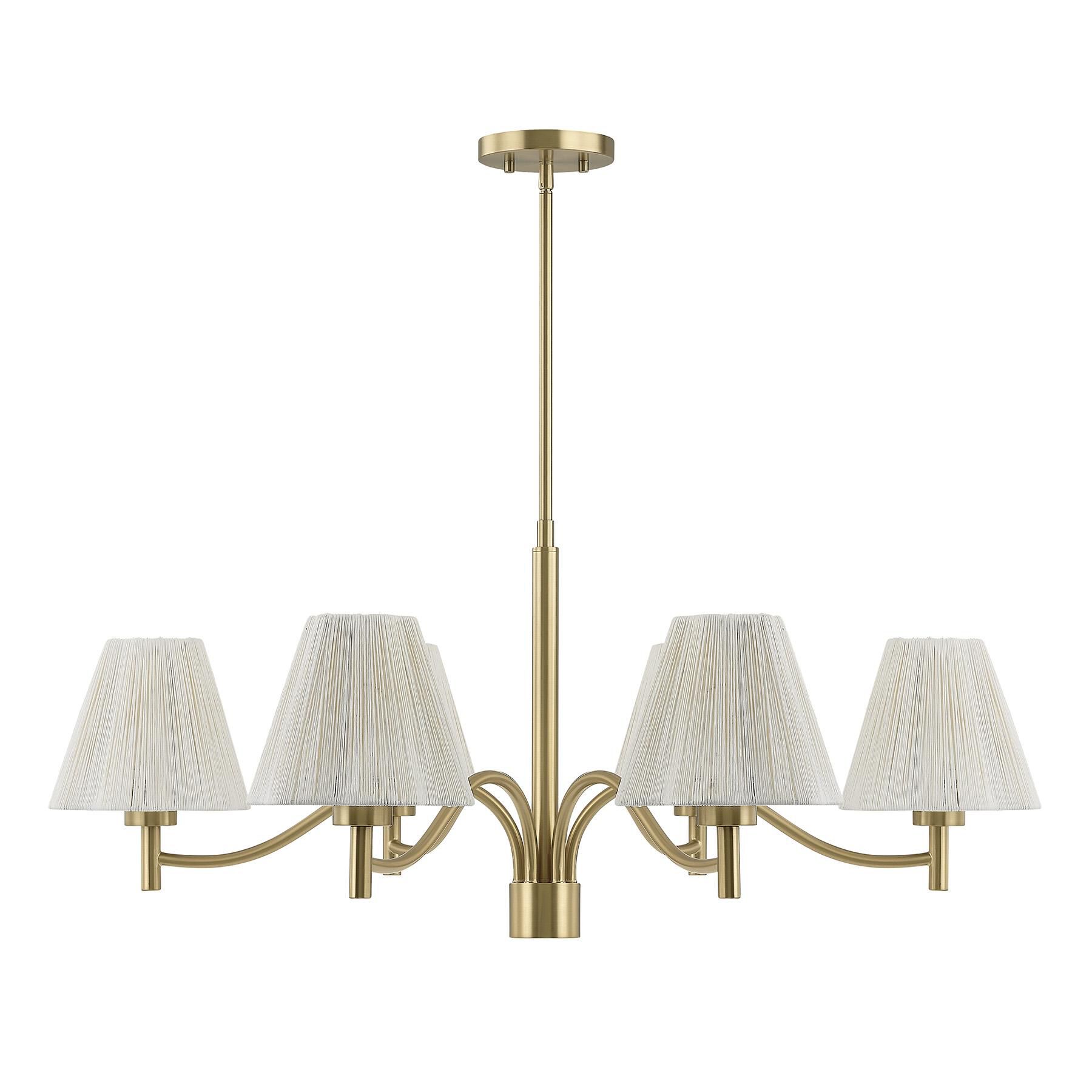 Shown in Noble Brass finish and White Scalloped String shade