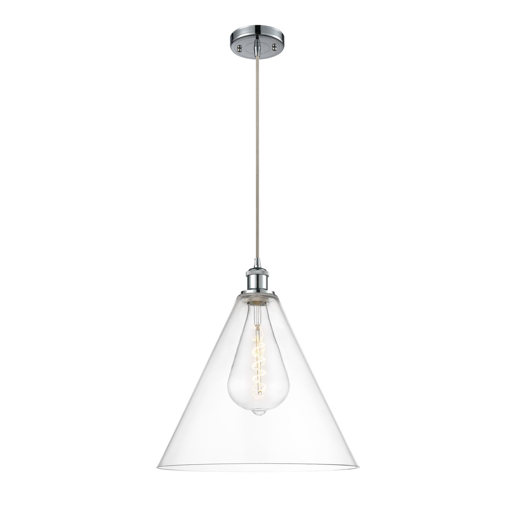 Shown in Polished Chrome finish and Cased Matte White Ballston Cone glass and No Shade shade