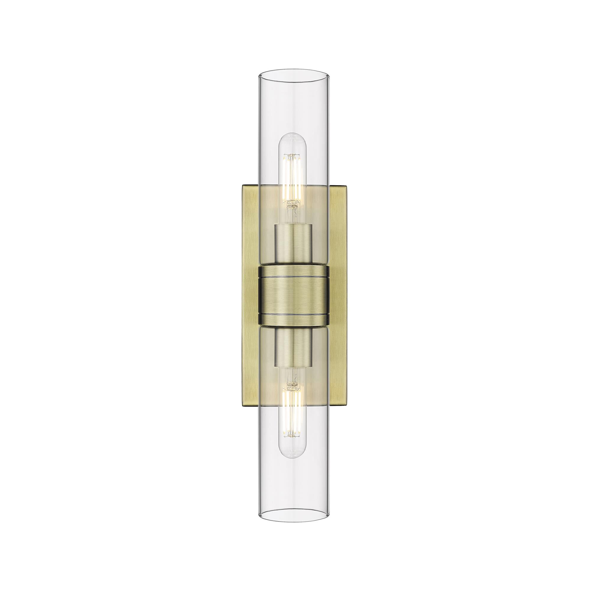 Shown in Antique Brass finish and Clear glass