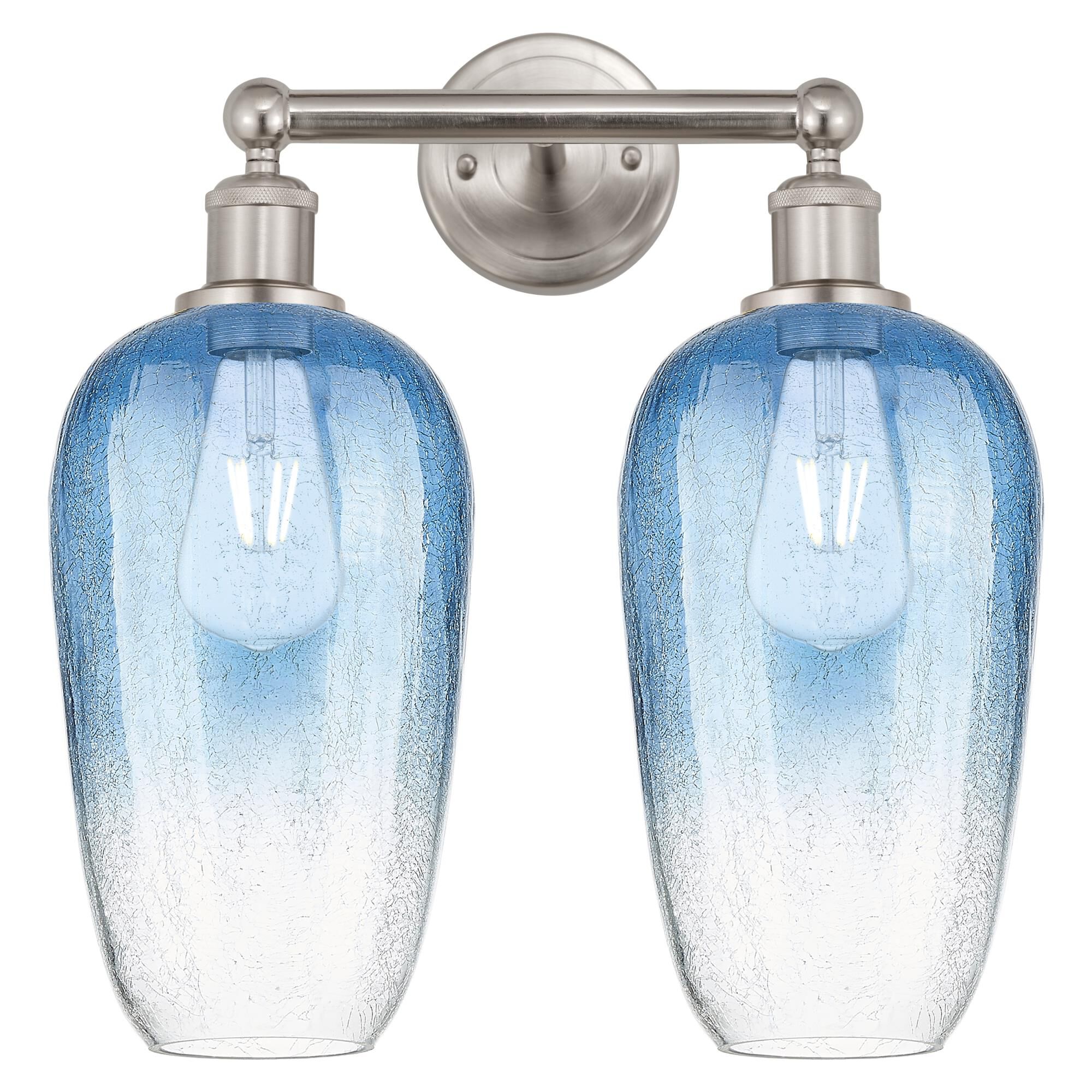 Shown in Brushed Satin Nickel finish and Sapphire Blue glass