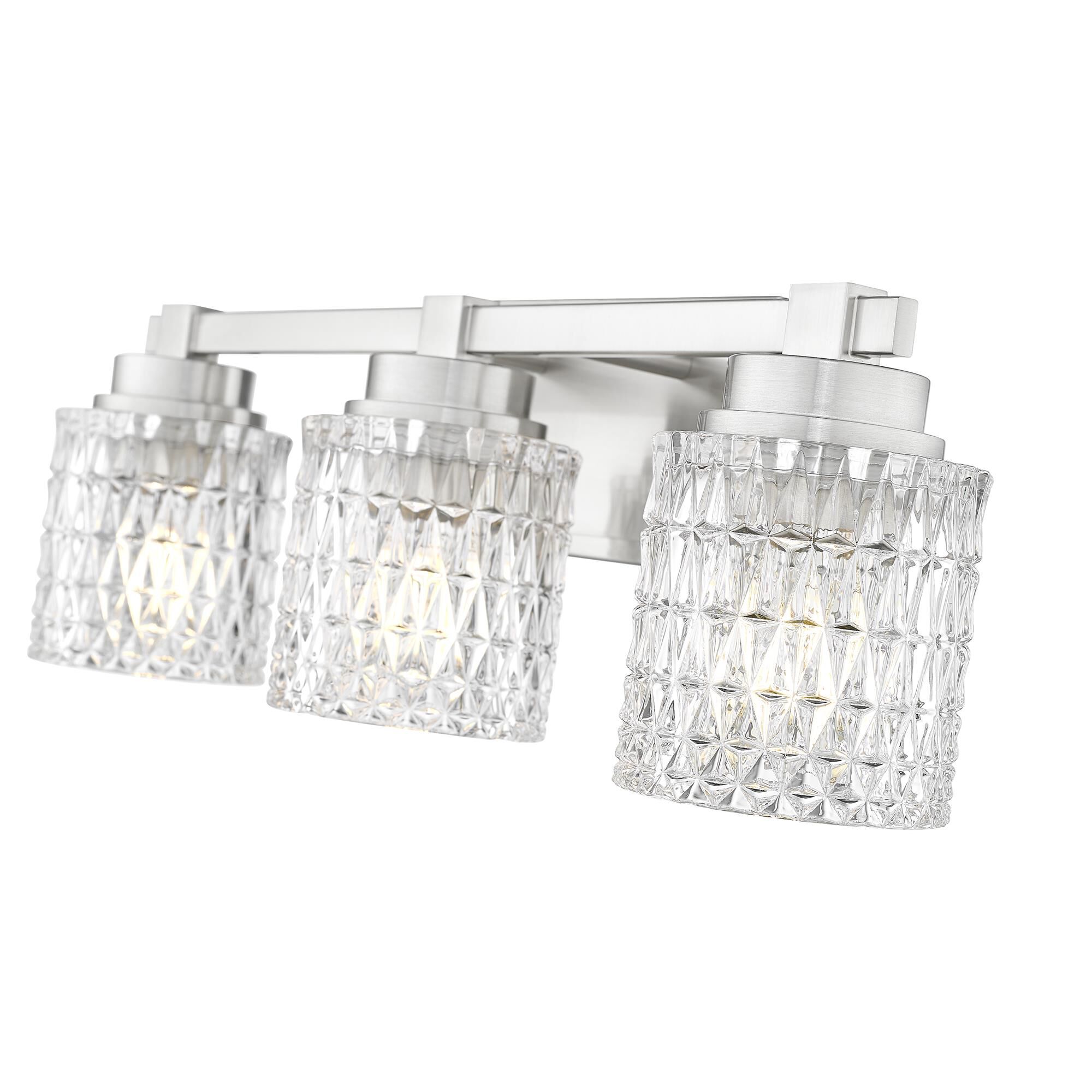 Shown in Brushed Nickel finish and Clear Diamond glass