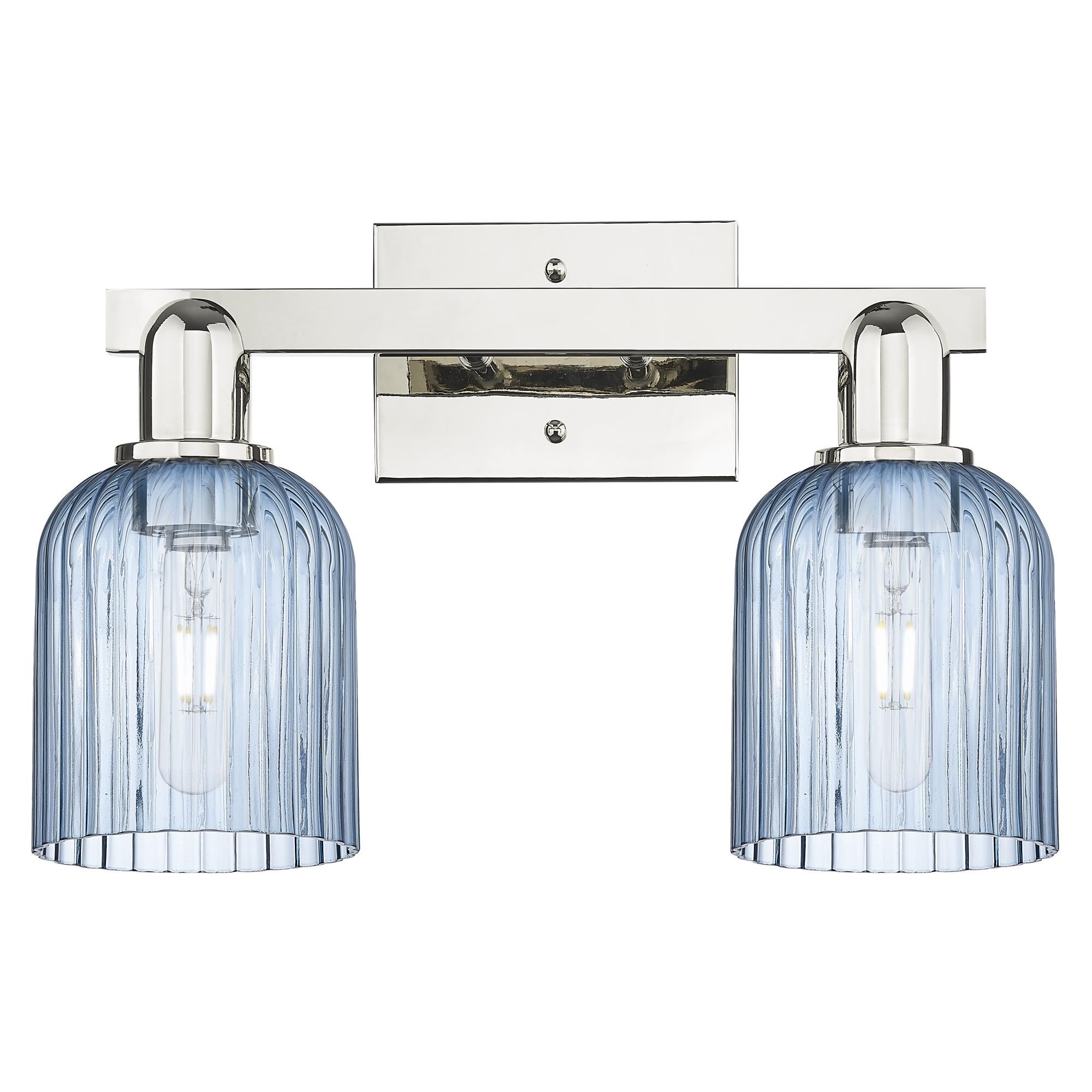 Shown in Polished Nickel finish and Blue glass