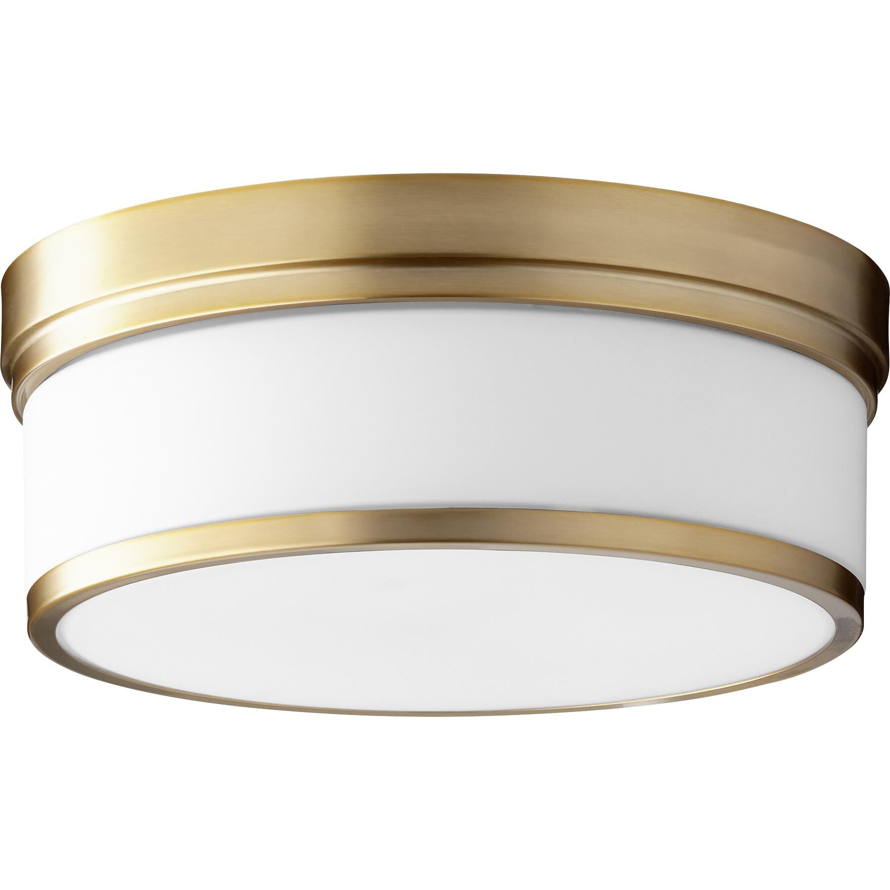 Shown in Aged Brass finish and Satin Opal shade