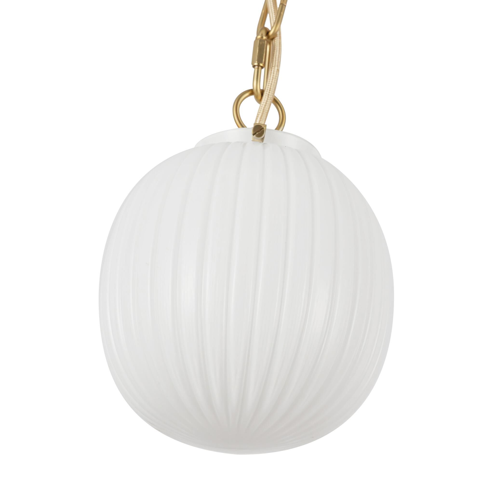 Shown in Brushed Gold finish and Glossy Ribbed Opal glass