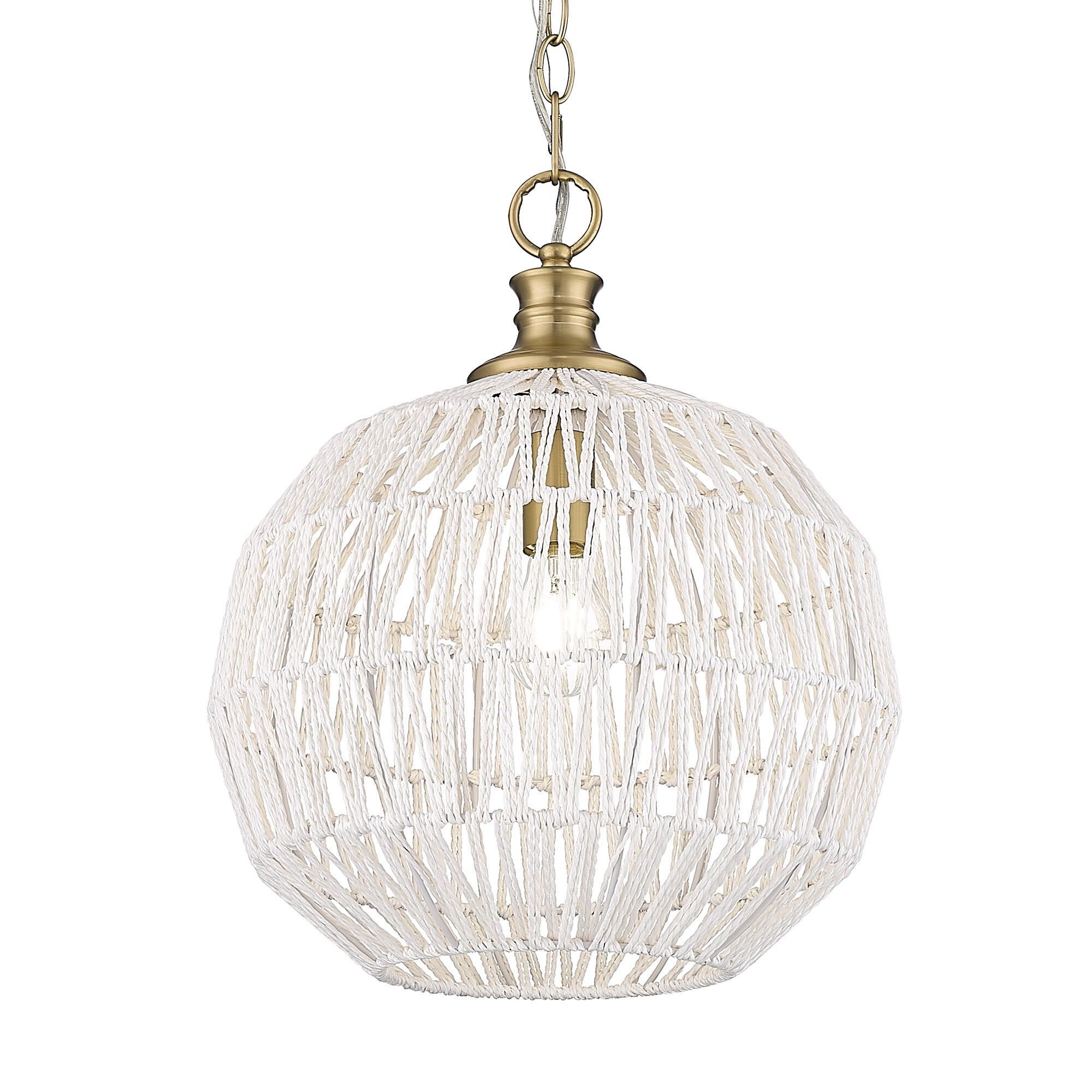 Shown in Brushed Champagne Bronze finish and Bleached White Raphia Rope shade