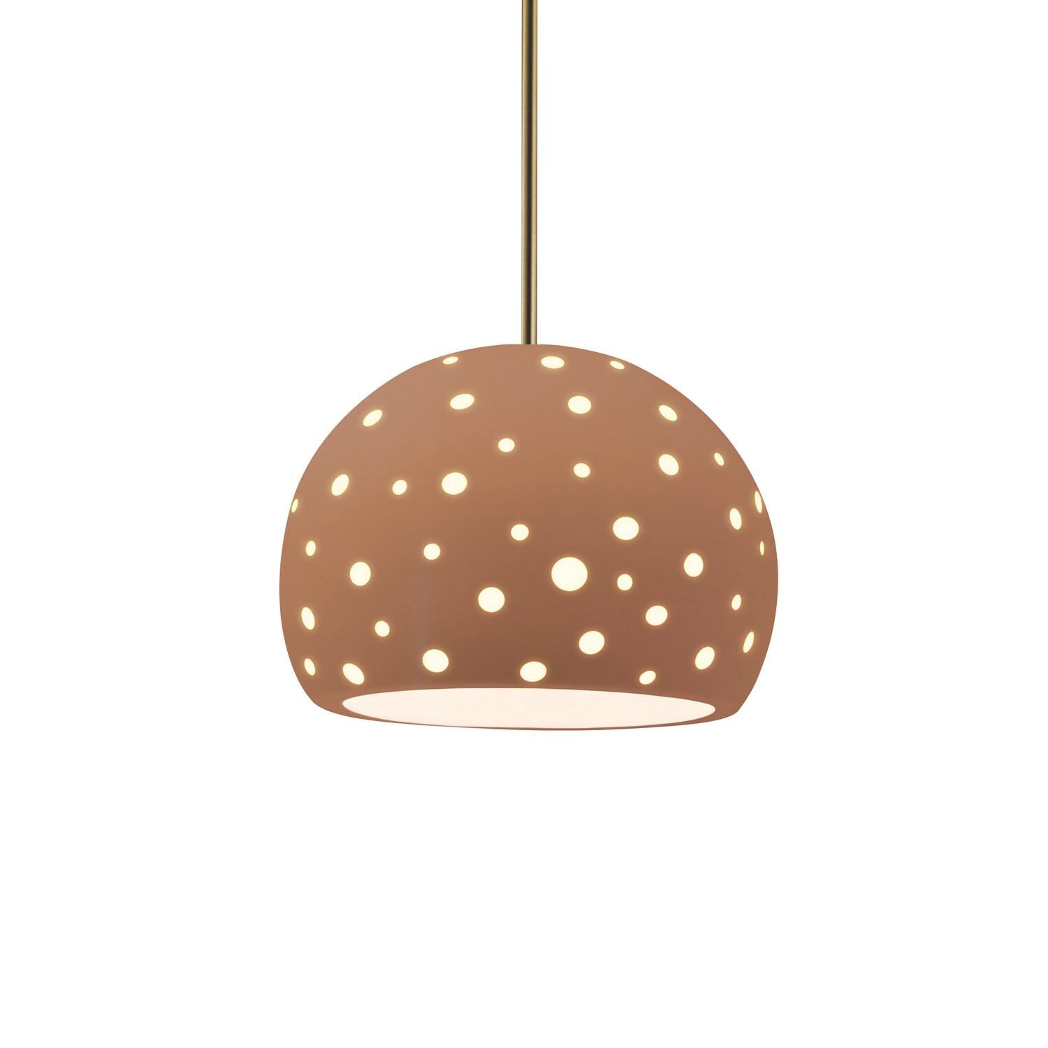Shown in Antique Brass finish and Adobe shade