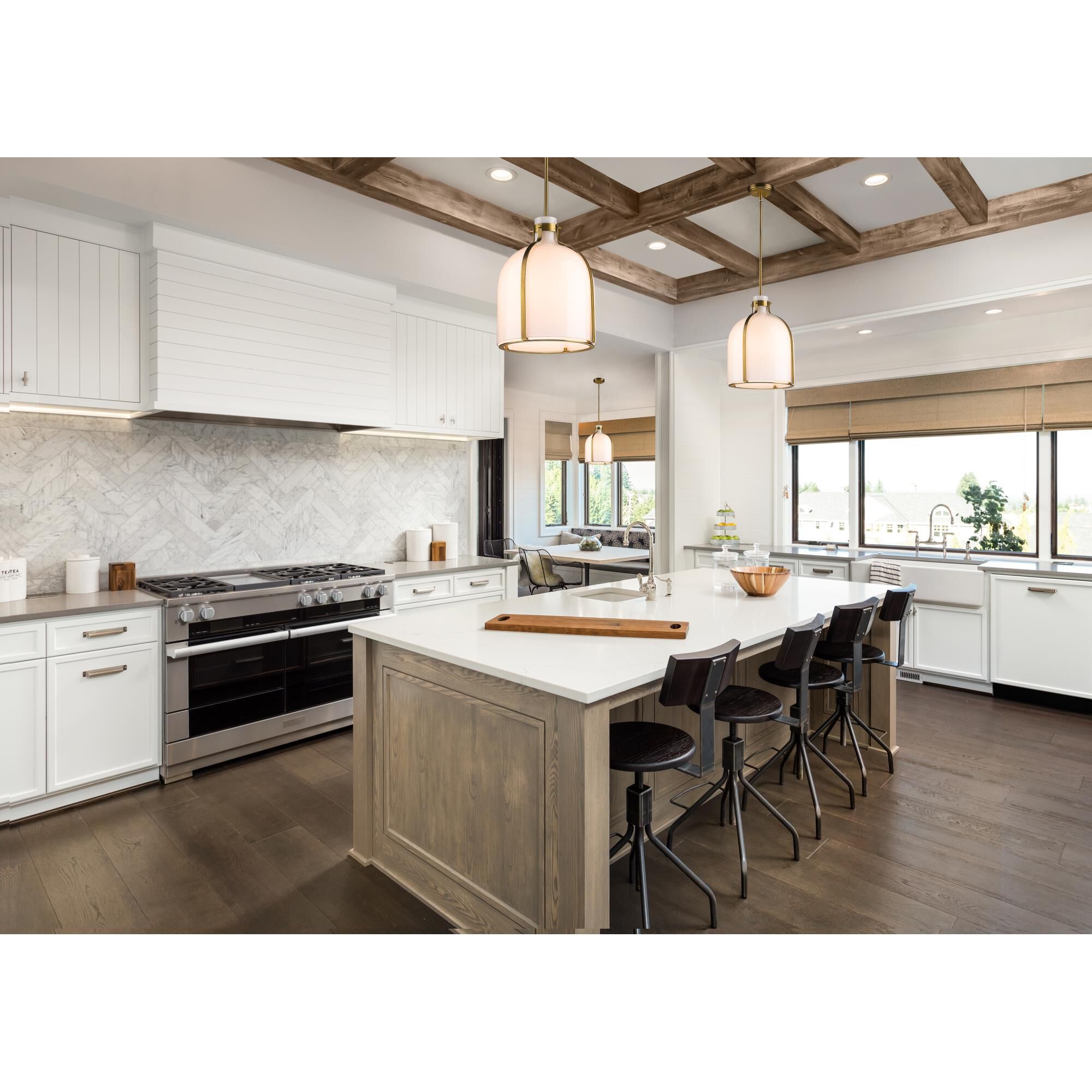 Shown in Rubbed Brass finish and White Opal glass and No Shade shade