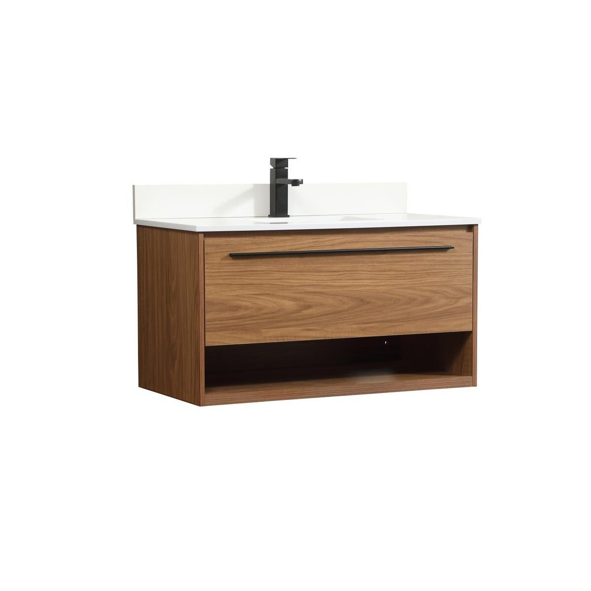 Shown in Walnut Brown finish and With Backsplash accent