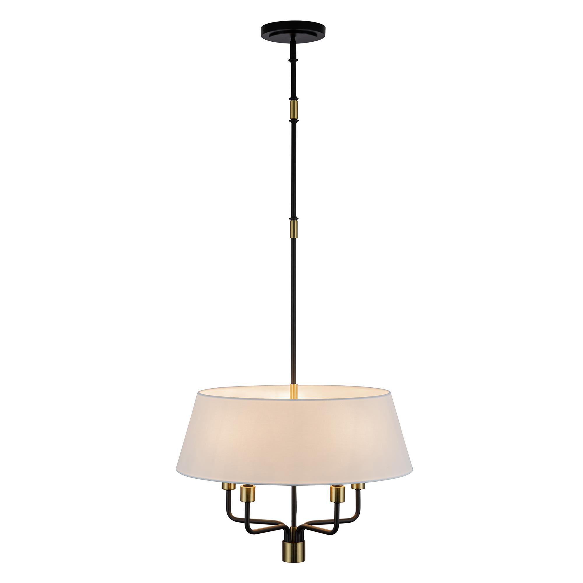Shown in Black and Brushed Brass finish and Hardback Linen Fabric shade