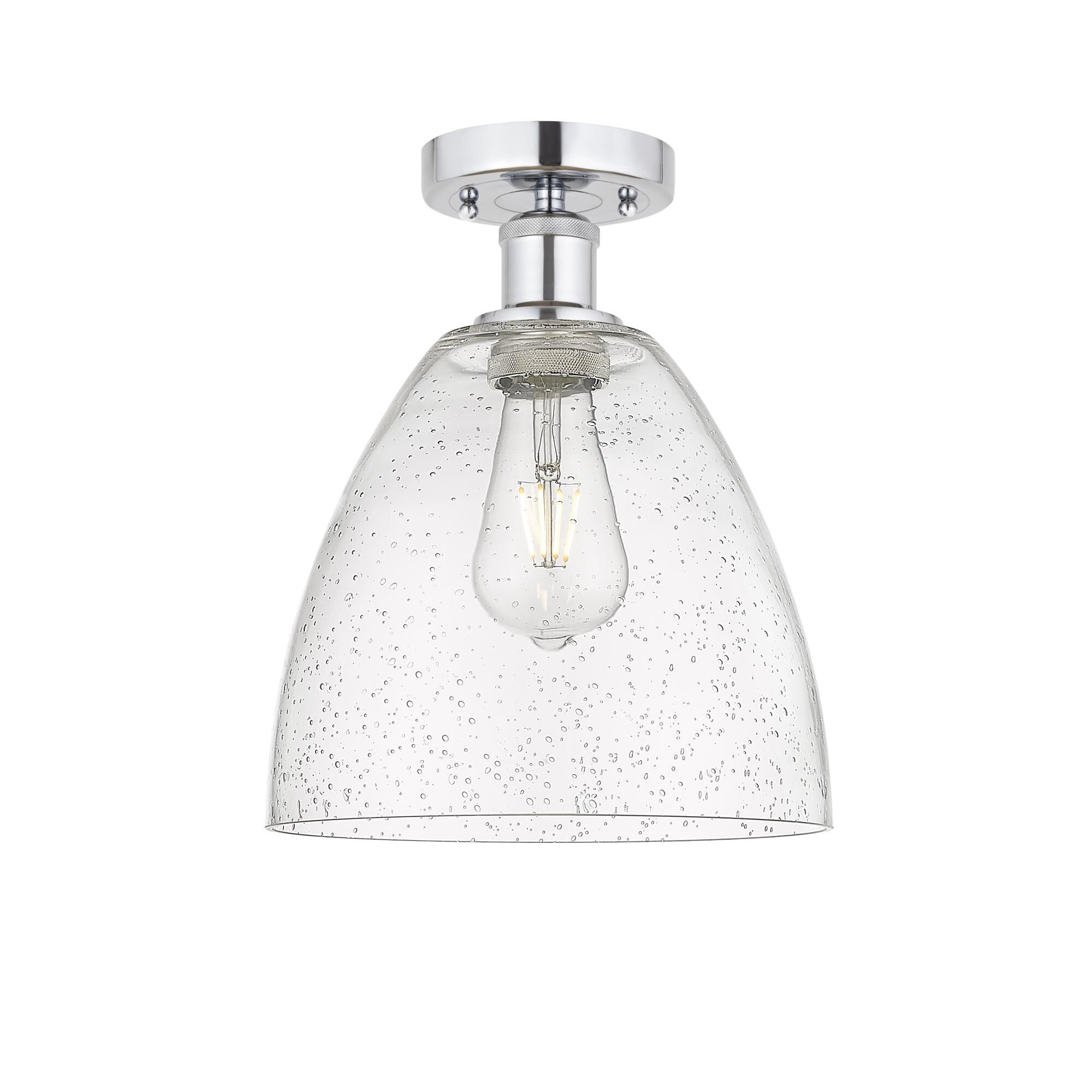 Shown in Polished Chrome finish and Seedy glass