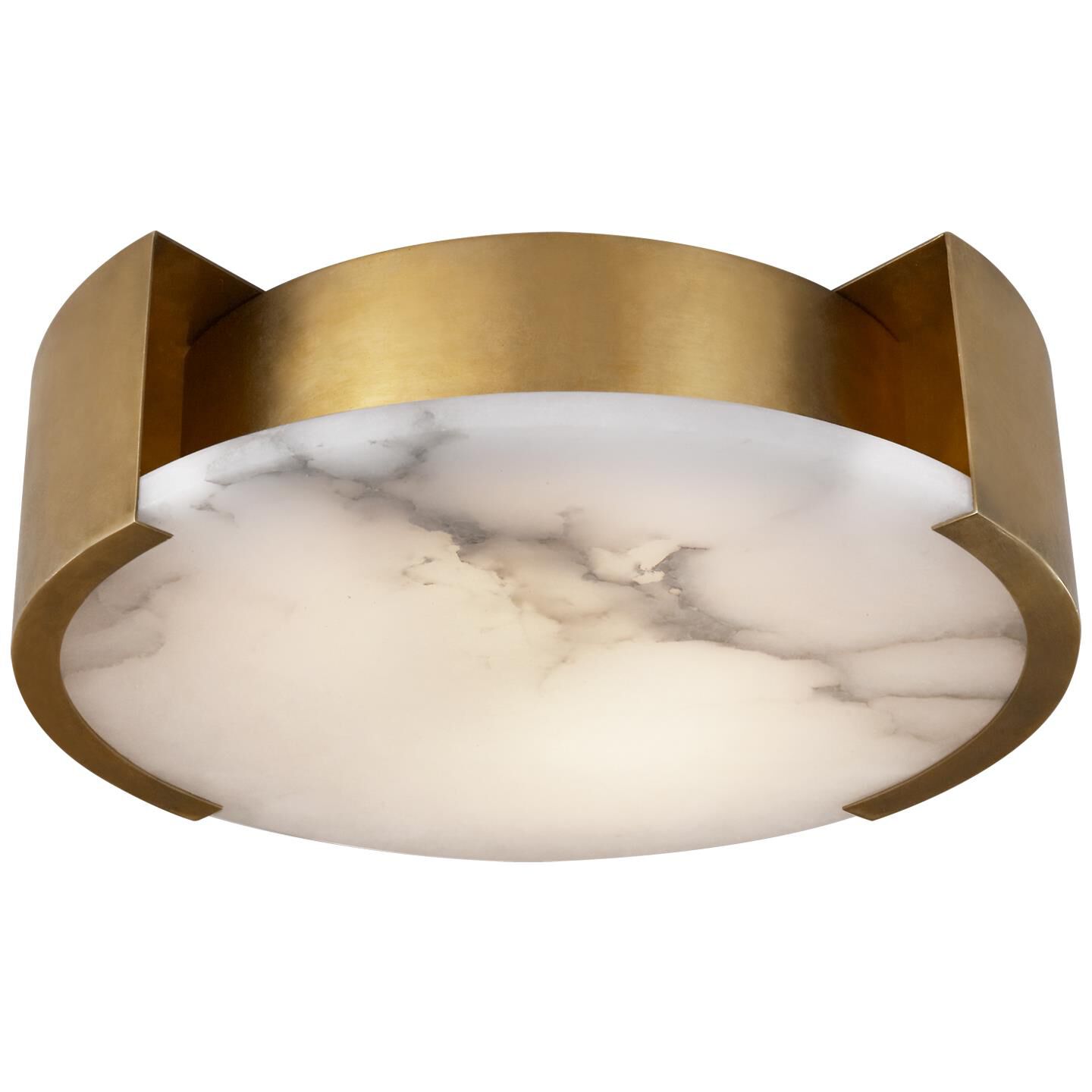 Shown in Antique-Burnished Brass finish and Alabaster glass