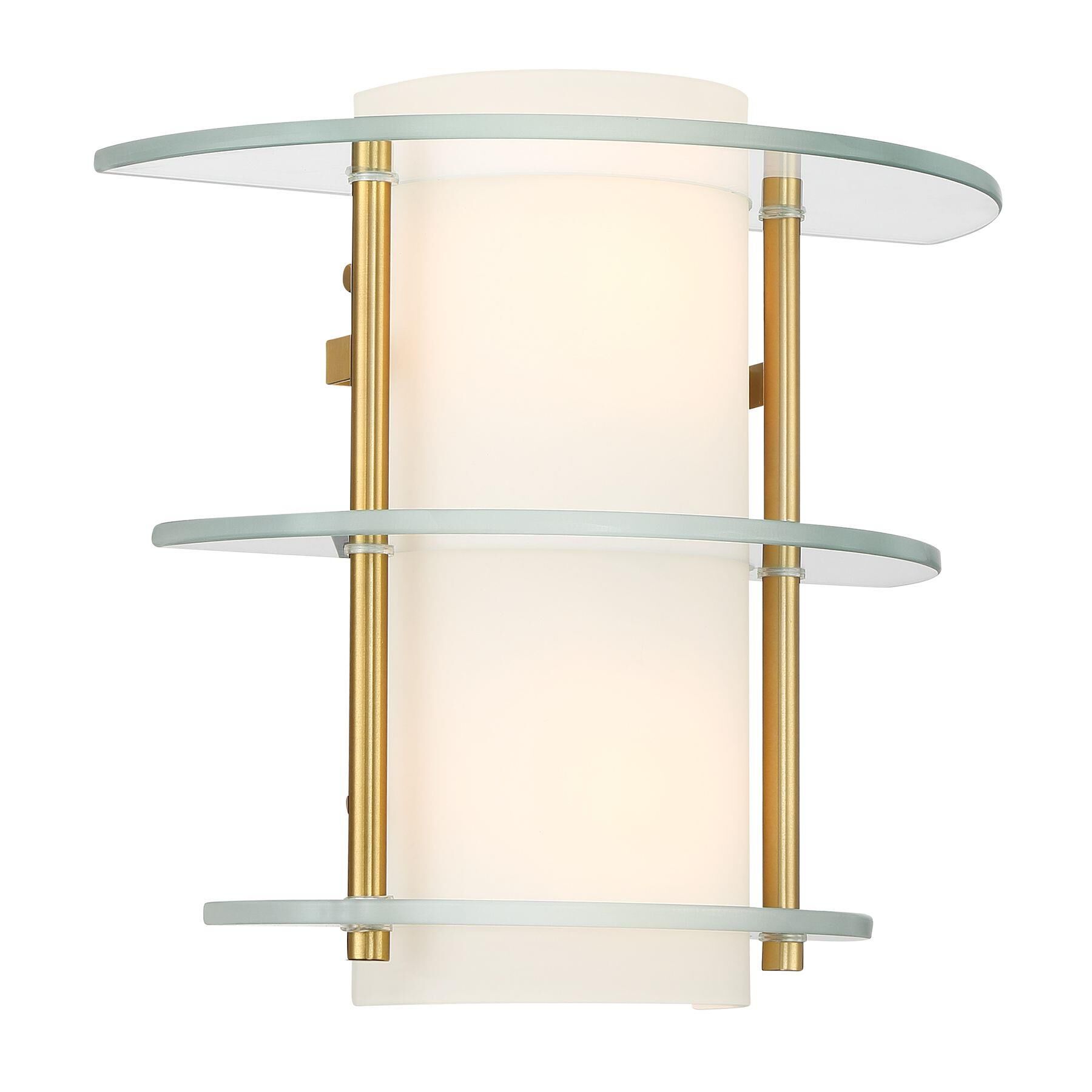 Shown in Warm Brass finish and Clear And White Opal glass